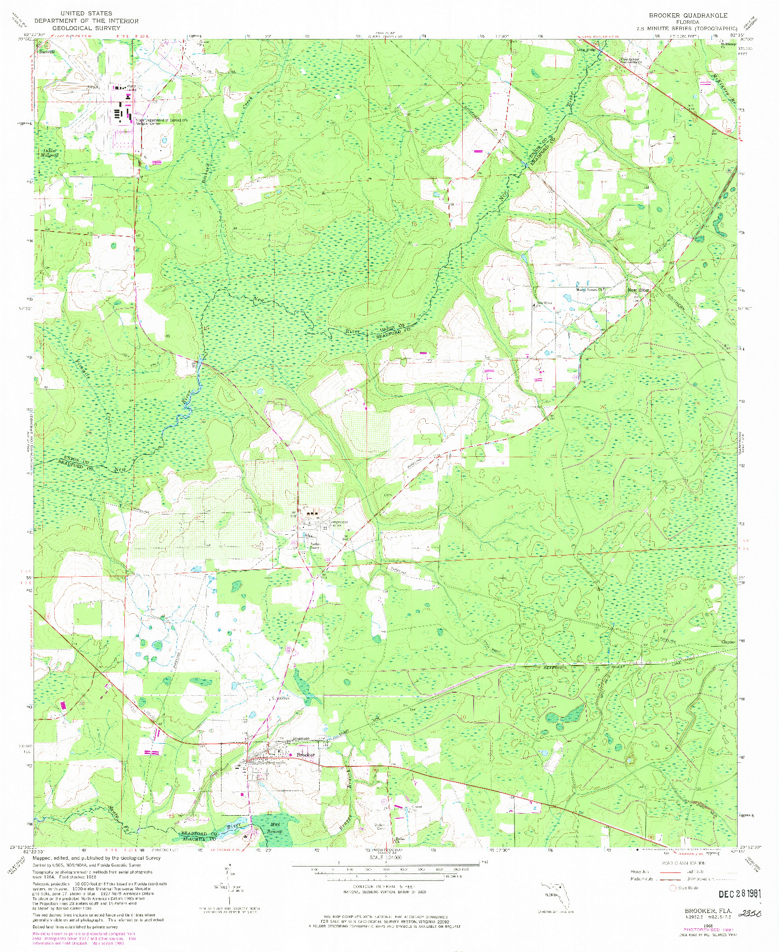 USGS 1:24000-SCALE QUADRANGLE FOR BROOKER, FL 1966