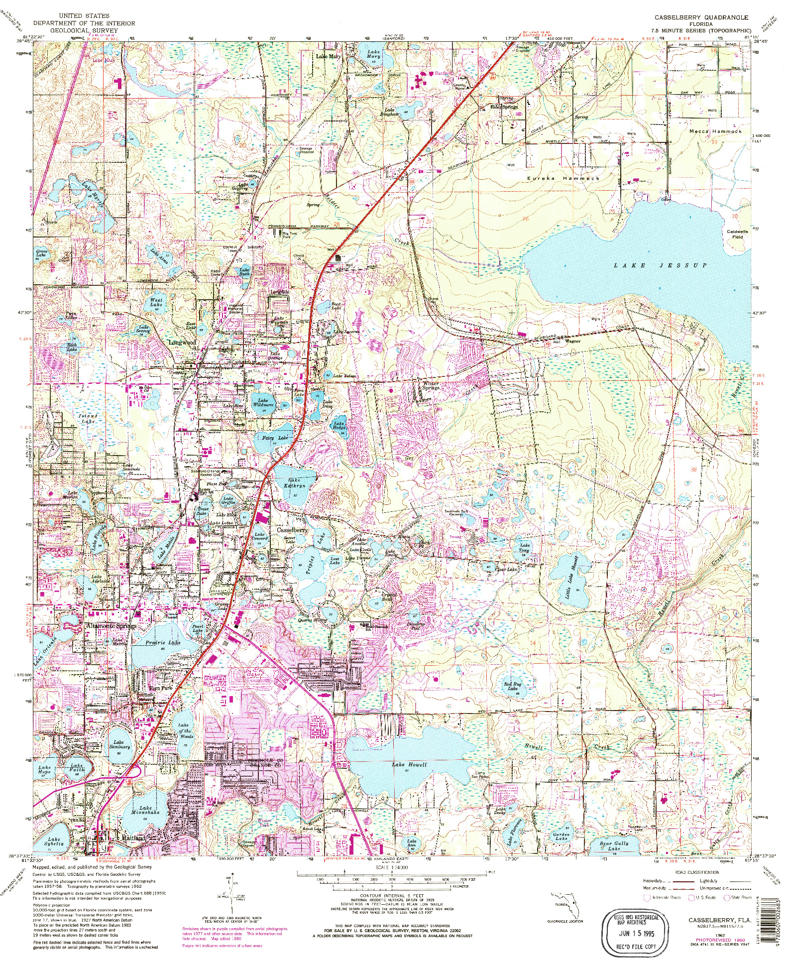 USGS 1:24000-SCALE QUADRANGLE FOR CASSELBERRY, FL 1962