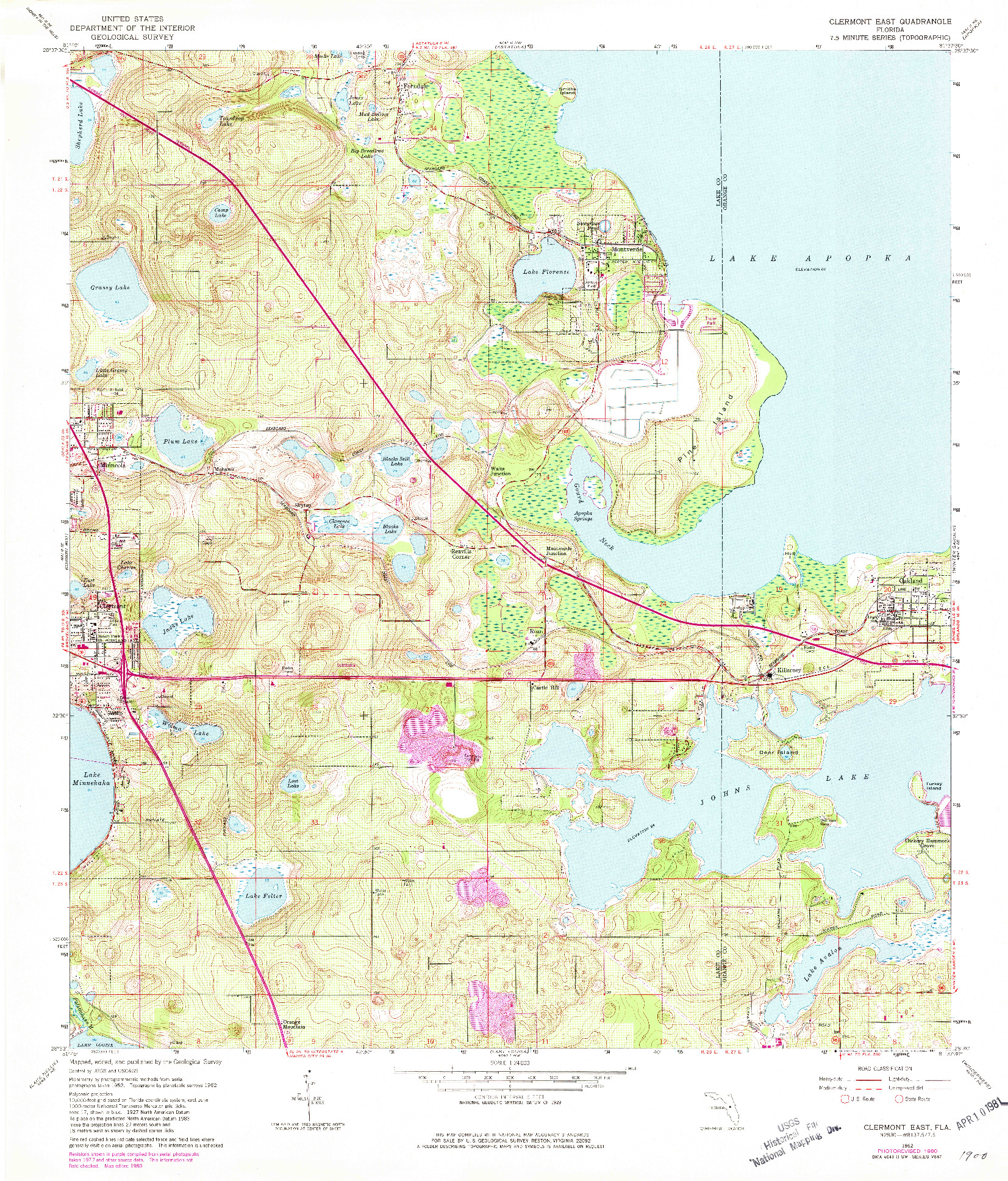 USGS 1:24000-SCALE QUADRANGLE FOR CLERMONT EAST, FL 1962