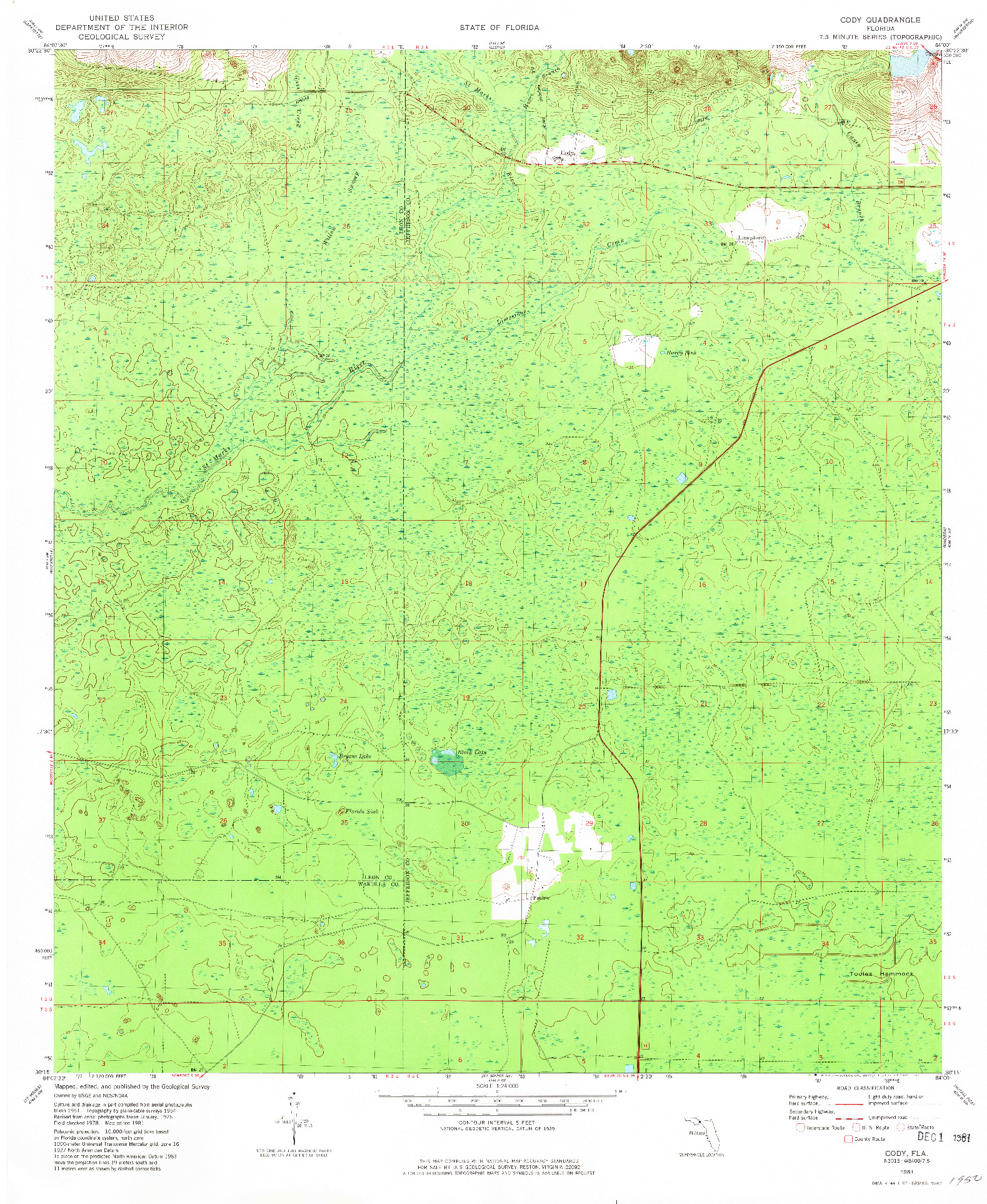 USGS 1:24000-SCALE QUADRANGLE FOR CODY, FL 1981