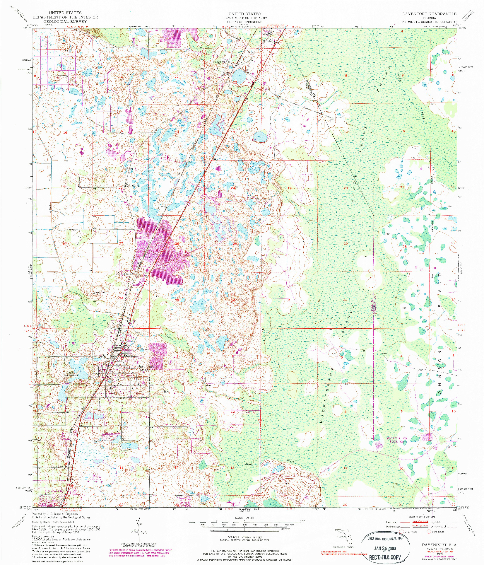 USGS 1:24000-SCALE QUADRANGLE FOR DAVENPORT, FL 1953