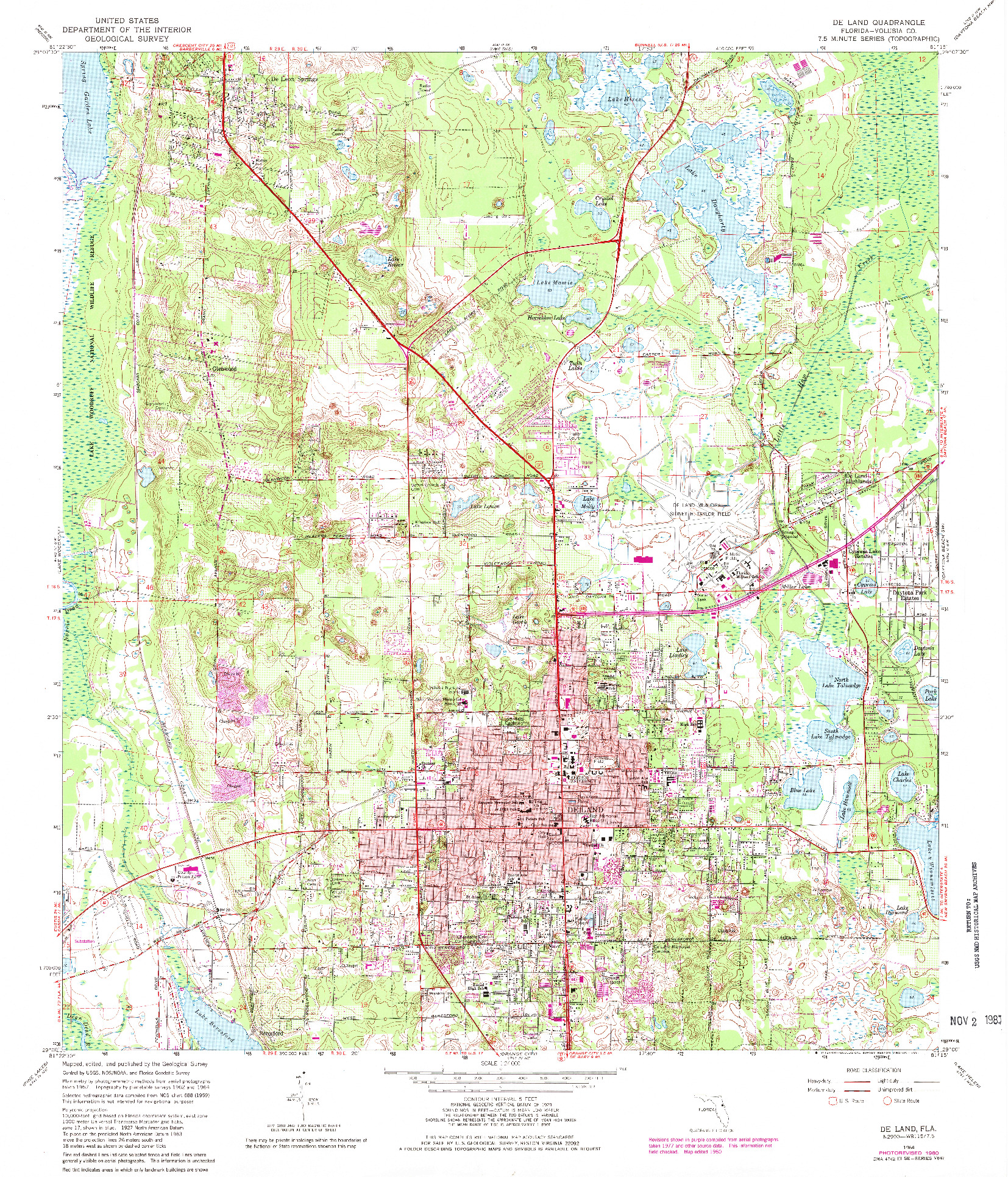 USGS 1:24000-SCALE QUADRANGLE FOR DE LAND, FL 1964