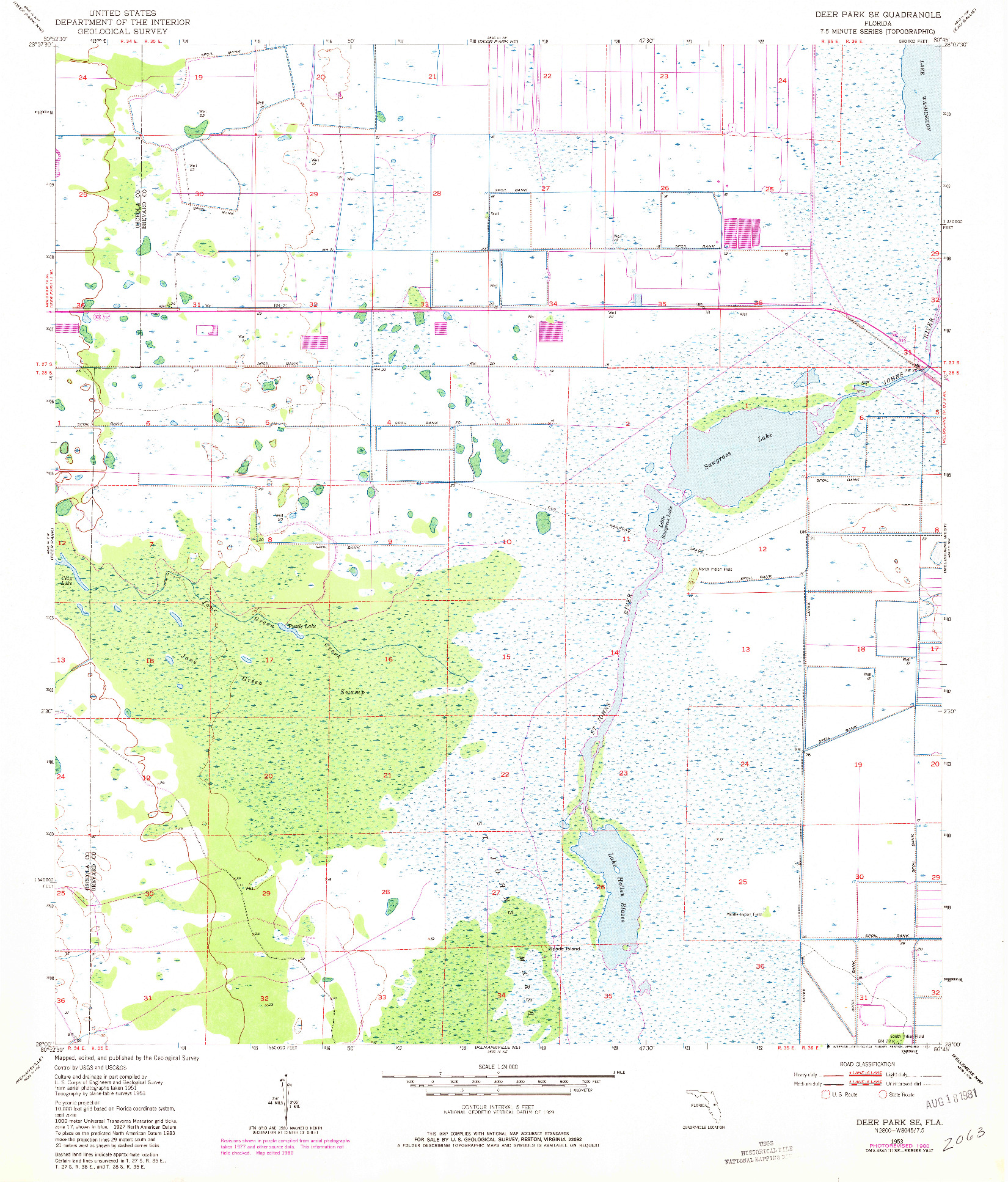 USGS 1:24000-SCALE QUADRANGLE FOR DEER PARK SE, FL 1953