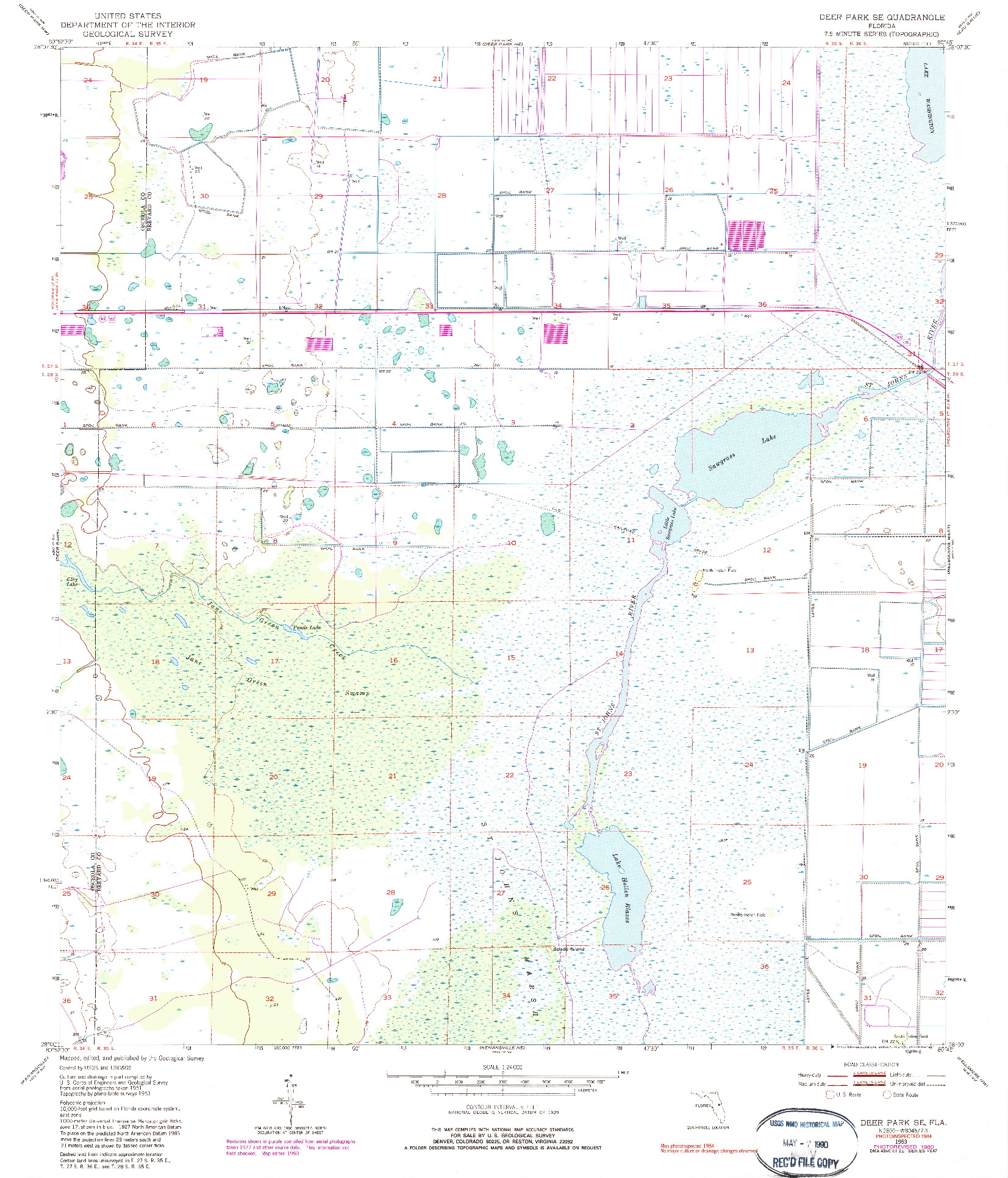 USGS 1:24000-SCALE QUADRANGLE FOR DEER PARK SE, FL 1953