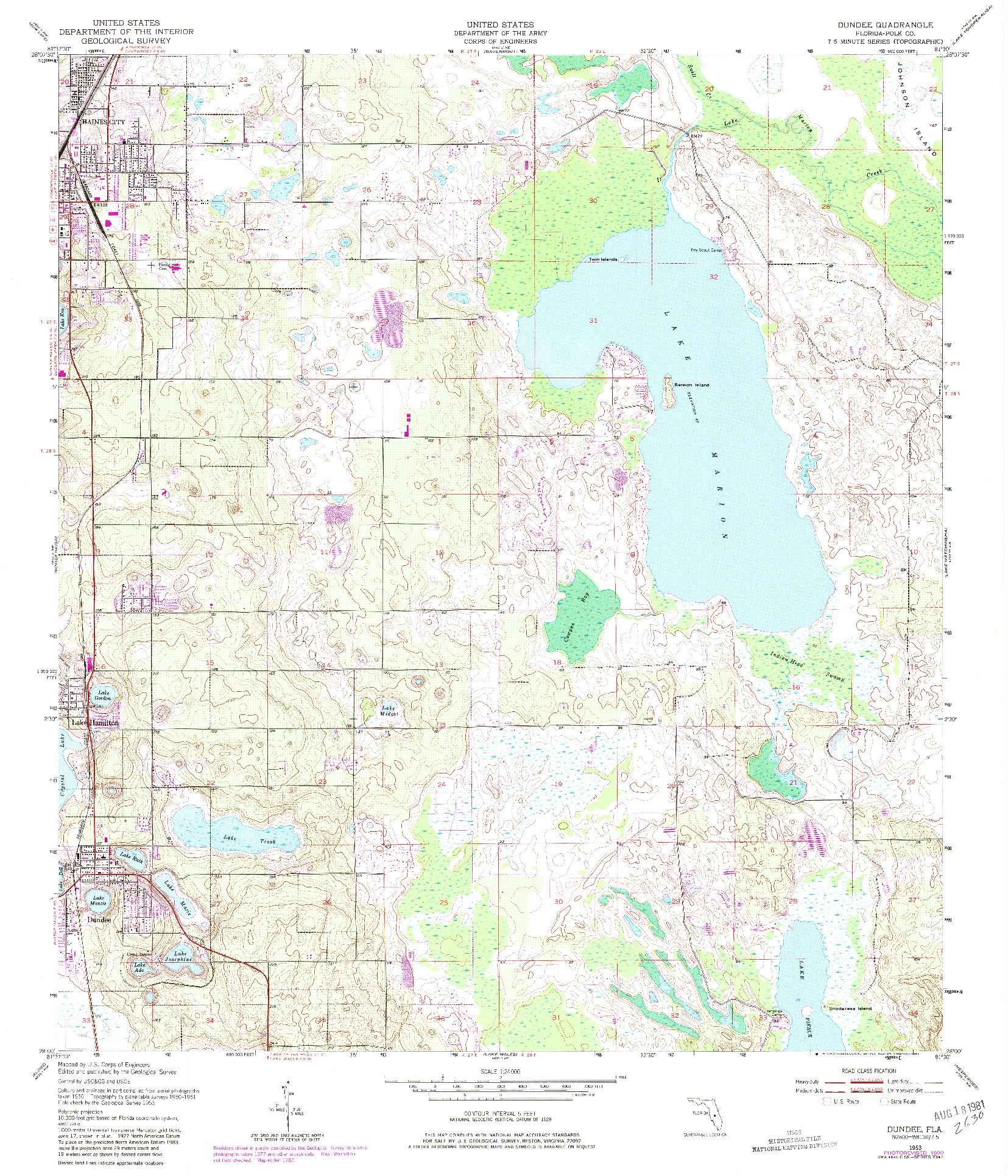 USGS 1:24000-SCALE QUADRANGLE FOR DUNDEE, FL 1953