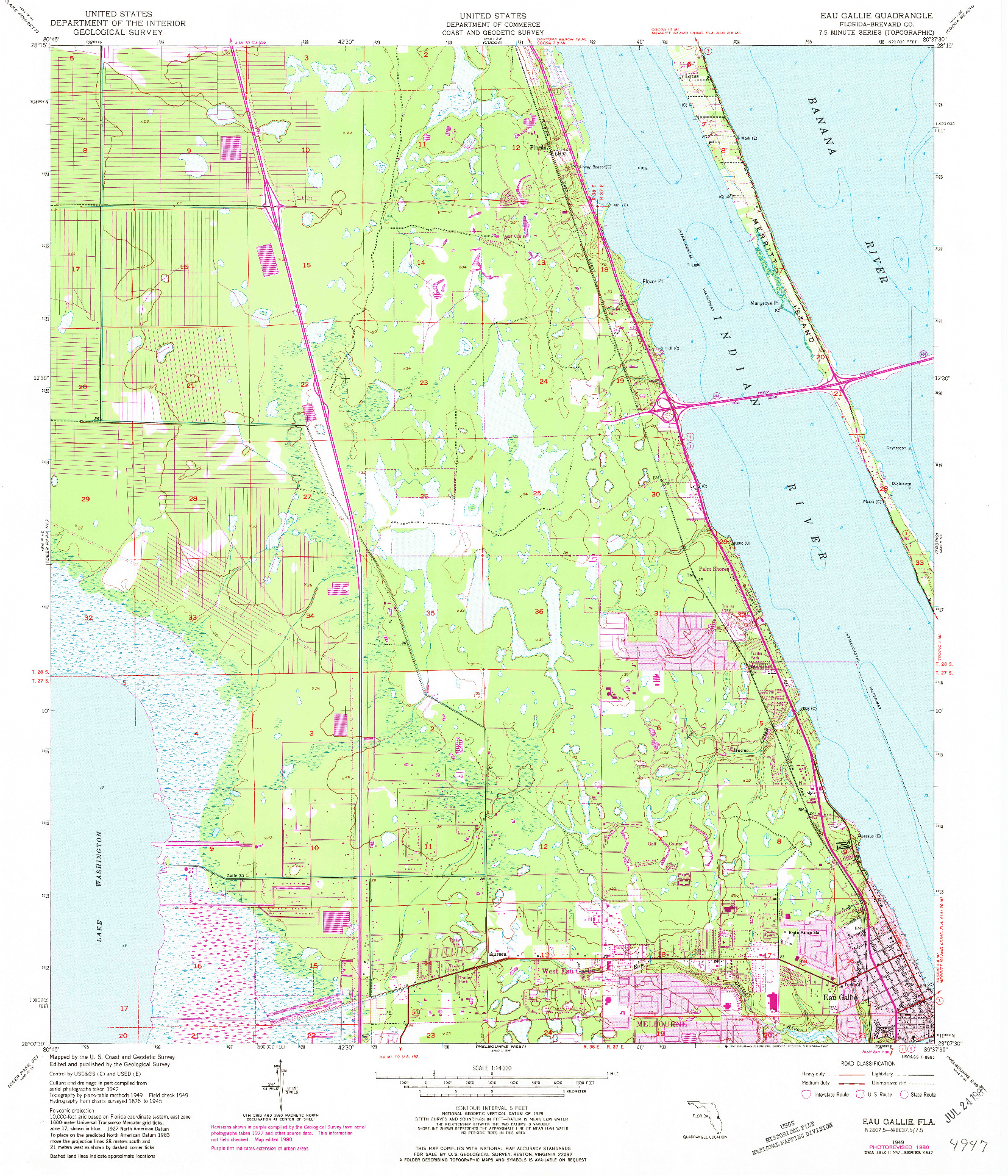USGS 1:24000-SCALE QUADRANGLE FOR EAU GALLIE, FL 1949