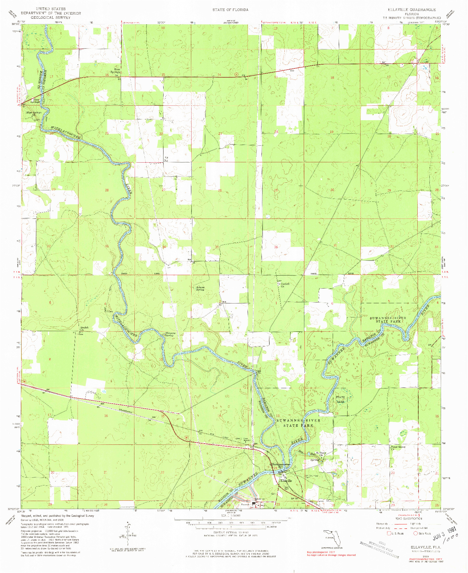 USGS 1:24000-SCALE QUADRANGLE FOR ELLAVILLE, FL 1959