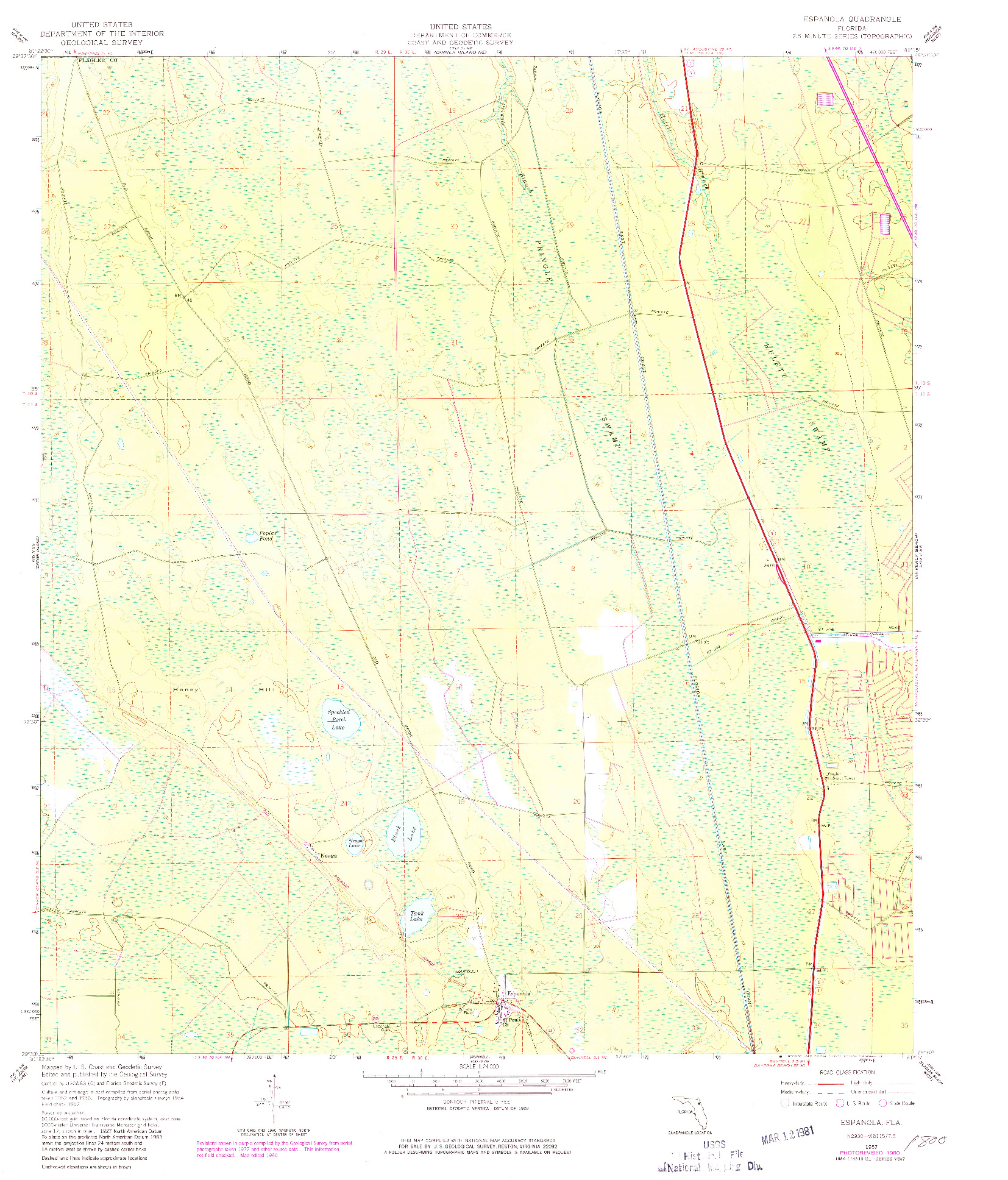 USGS 1:24000-SCALE QUADRANGLE FOR ESPANOLA, FL 1957