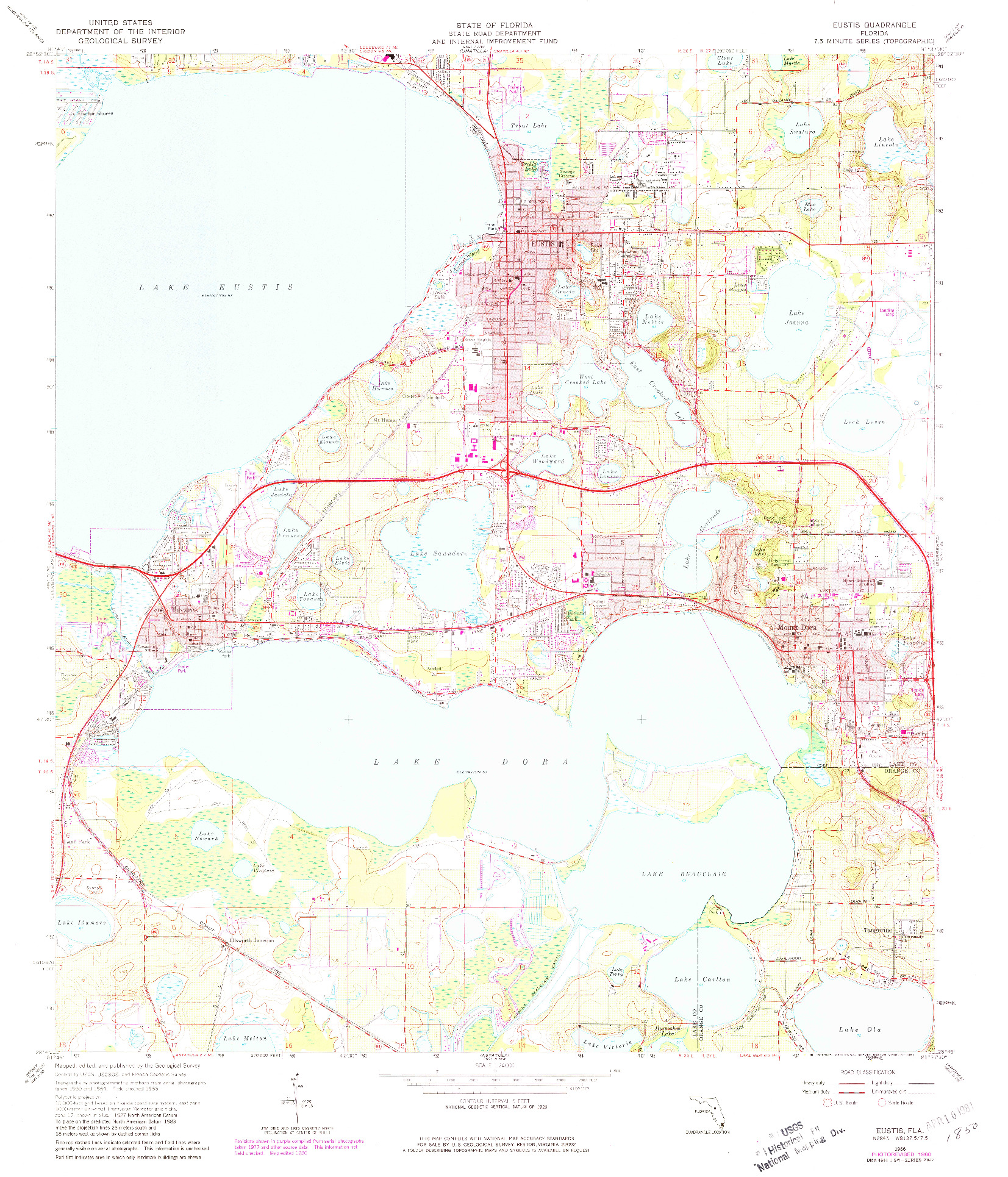 USGS 1:24000-SCALE QUADRANGLE FOR EUSTIS, FL 1966