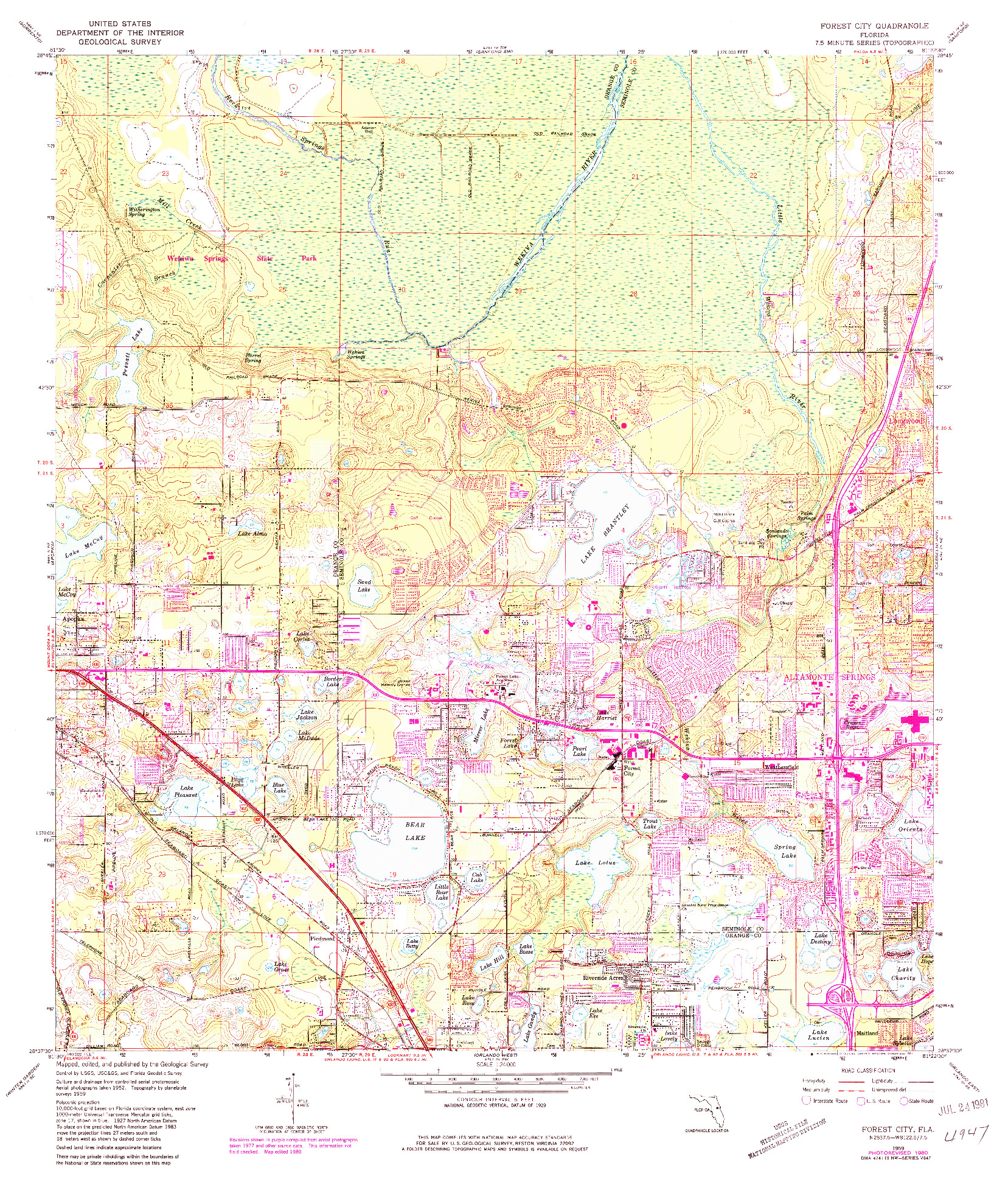 USGS 1:24000-SCALE QUADRANGLE FOR FOREST CITY, FL 1959