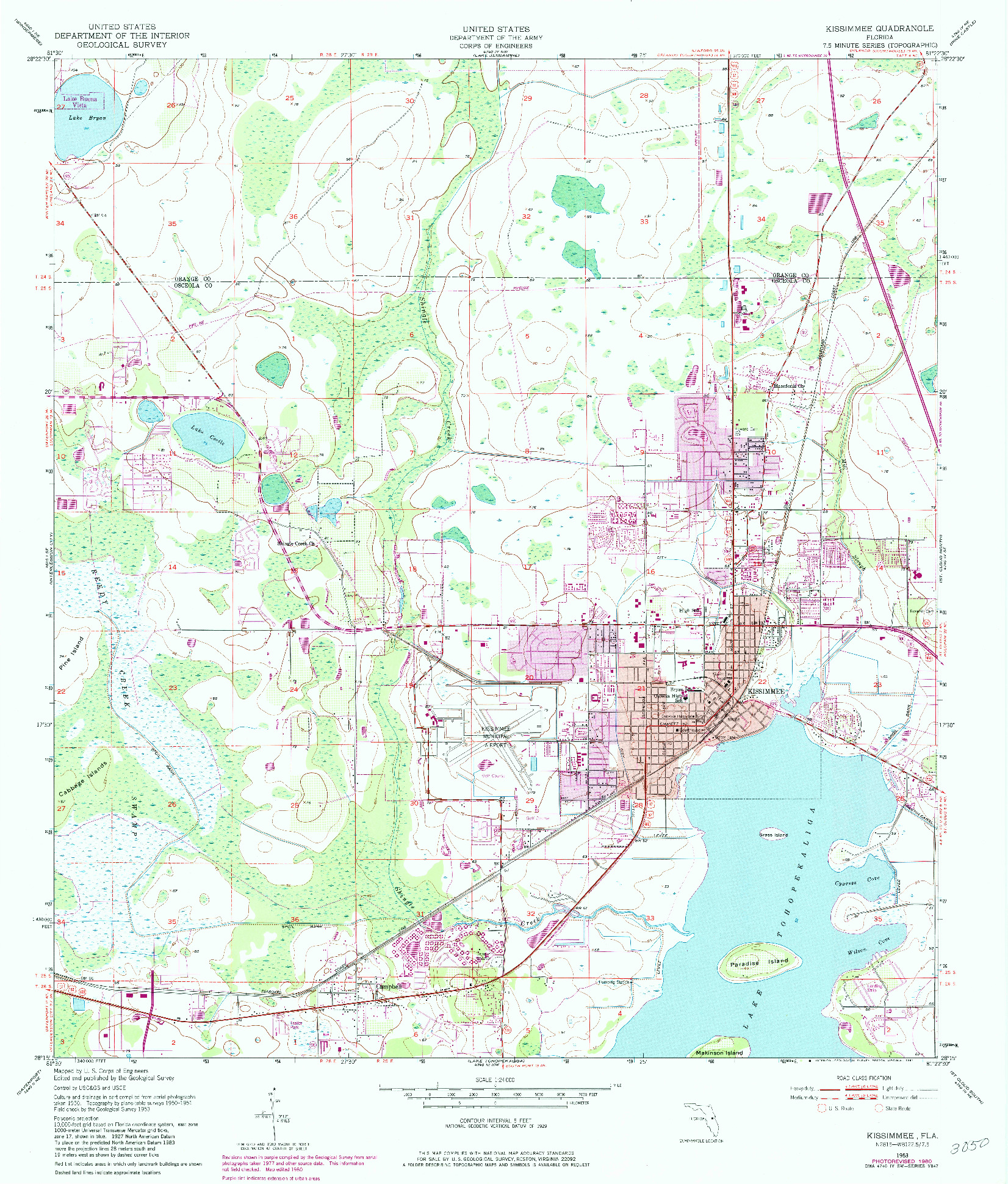 USGS 1:24000-SCALE QUADRANGLE FOR KISSIMMEE, FL 1953