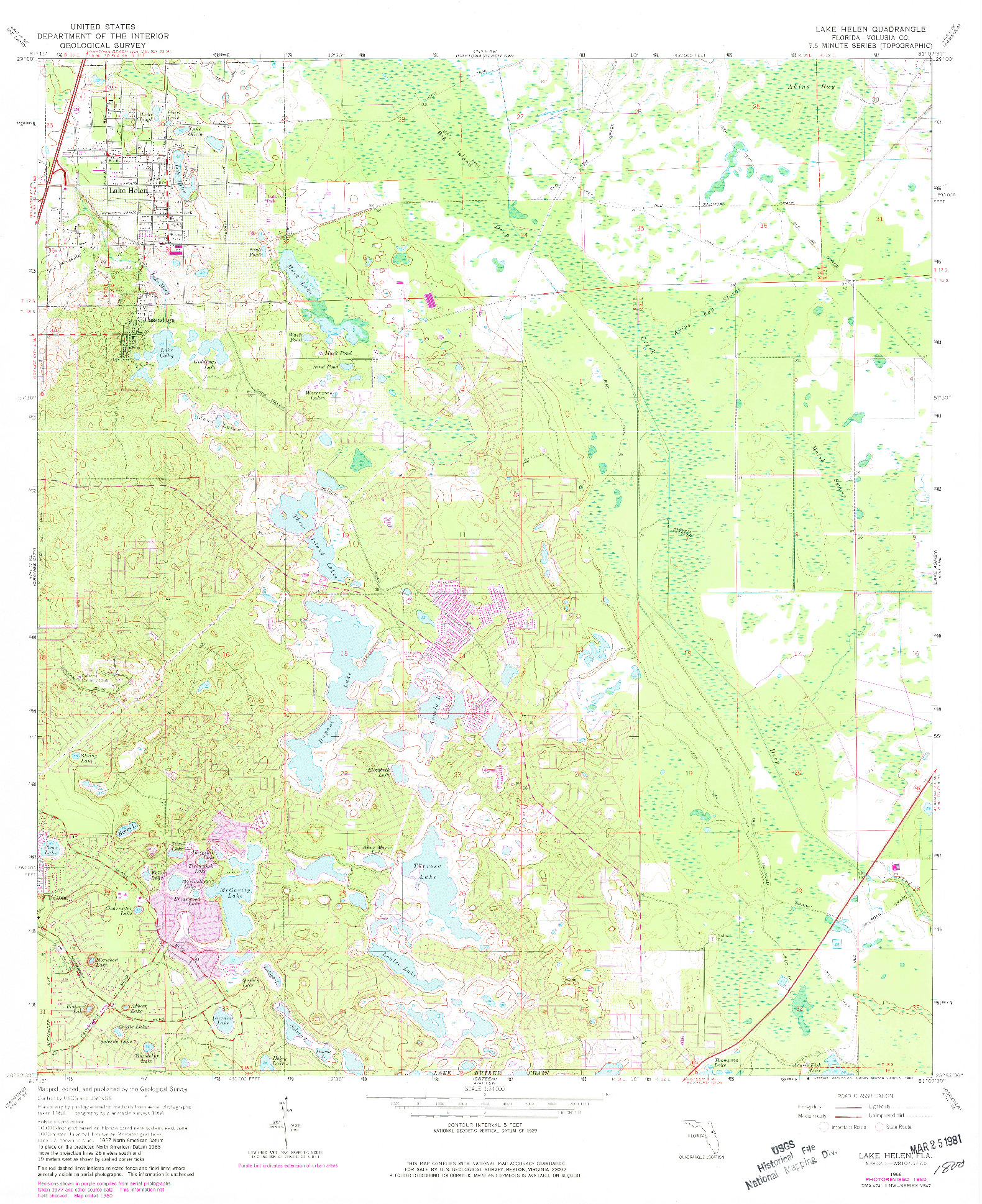 USGS 1:24000-SCALE QUADRANGLE FOR LAKE HELEN, FL 1966