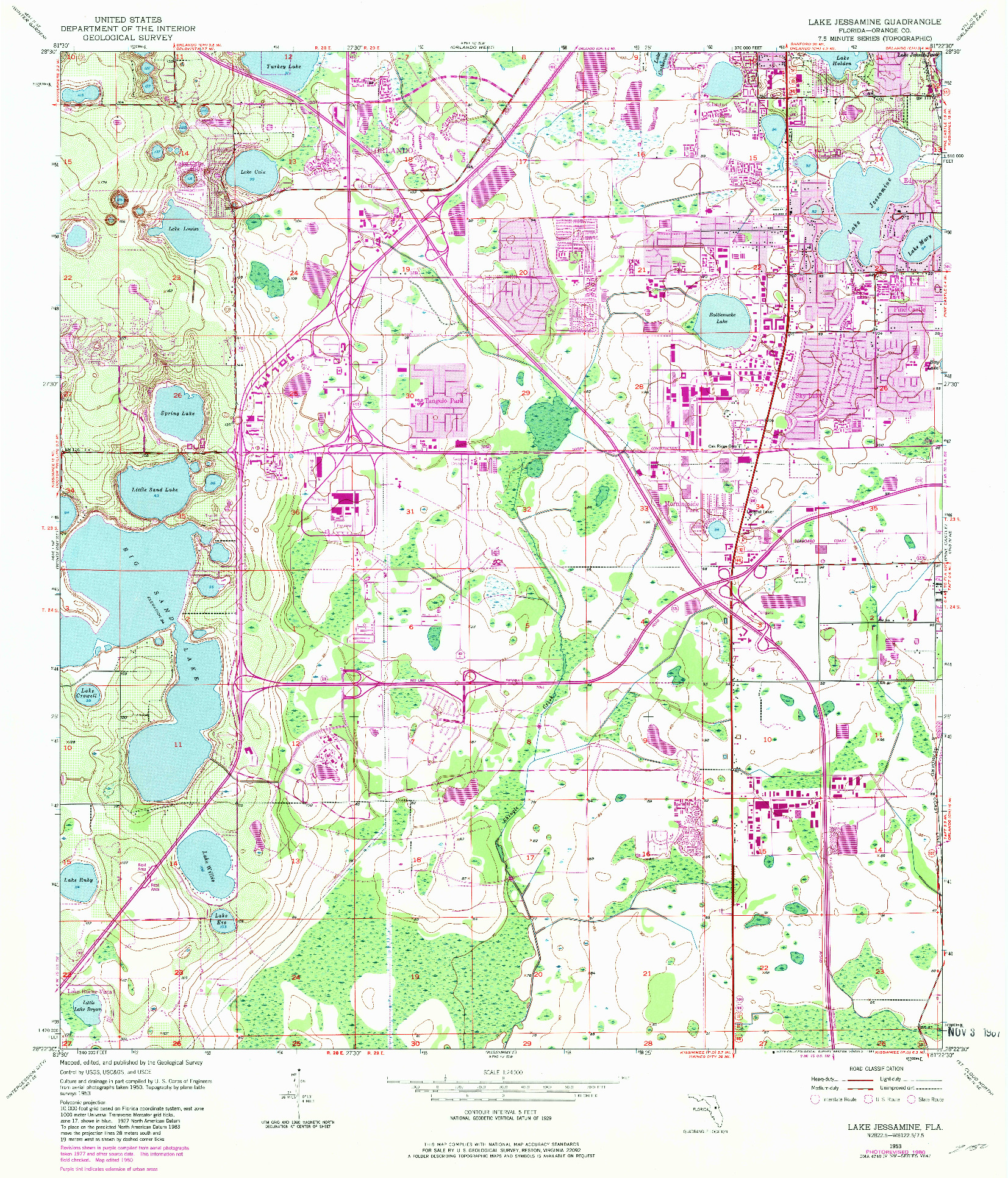 USGS 1:24000-SCALE QUADRANGLE FOR LAKE JESSAMINE, FL 1953