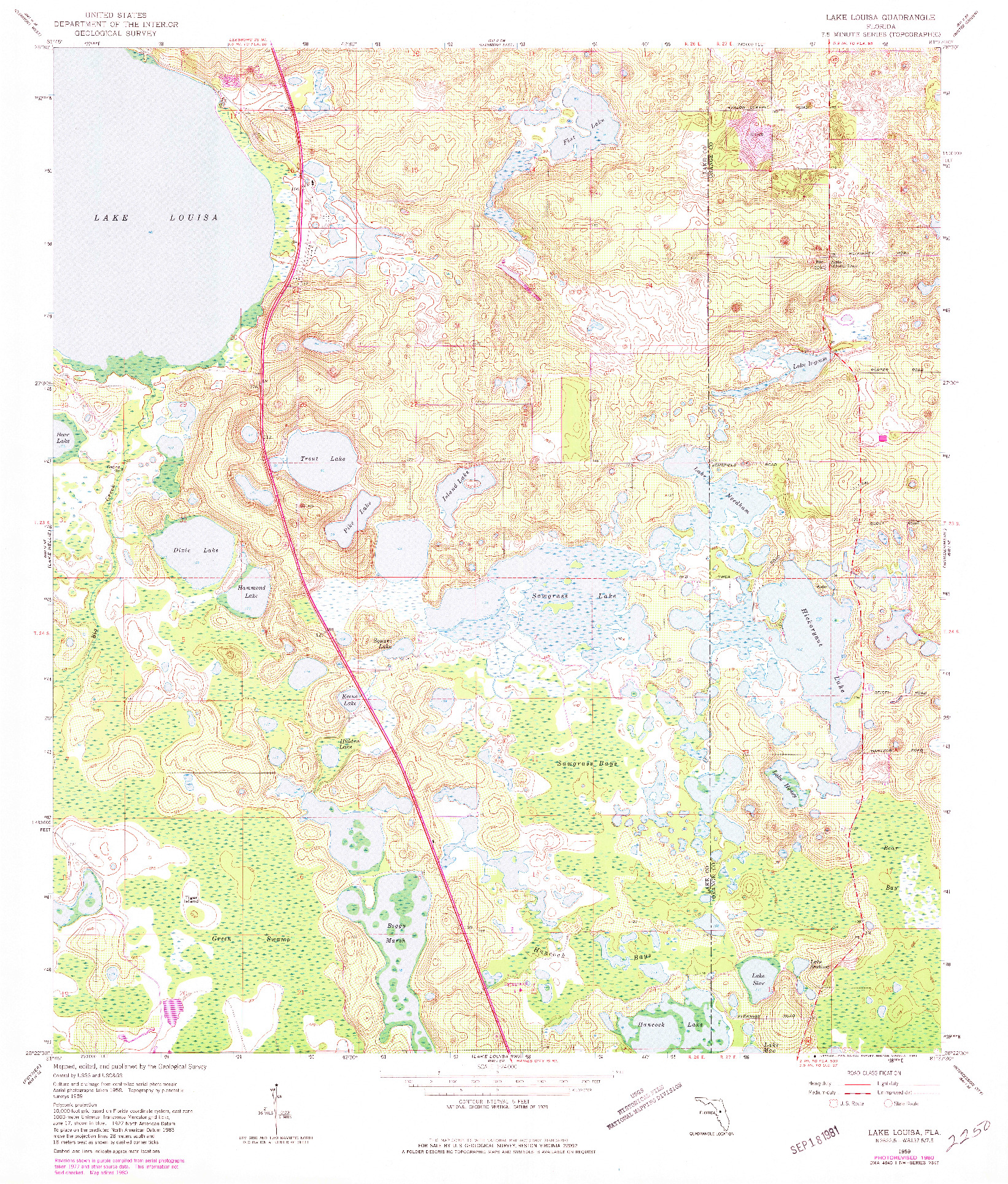 USGS 1:24000-SCALE QUADRANGLE FOR LAKE LOUISA, FL 1959