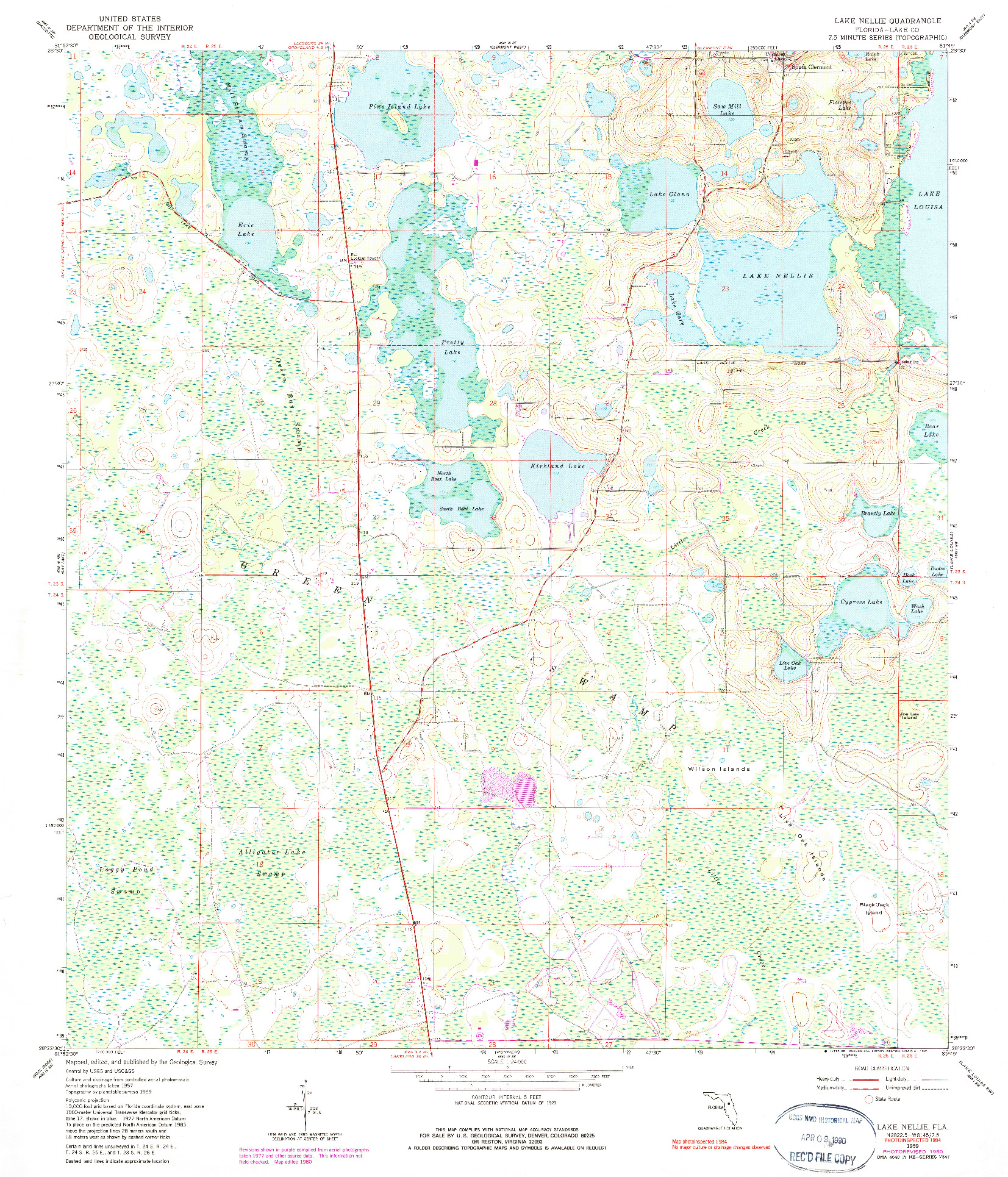 USGS 1:24000-SCALE QUADRANGLE FOR LAKE NELLIE, FL 1959