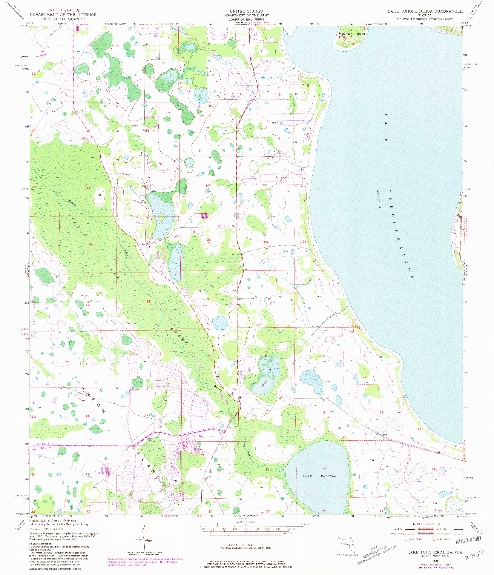 USGS 1:24000-SCALE QUADRANGLE FOR LAKE TOHOPEKALIGA, FL 1953