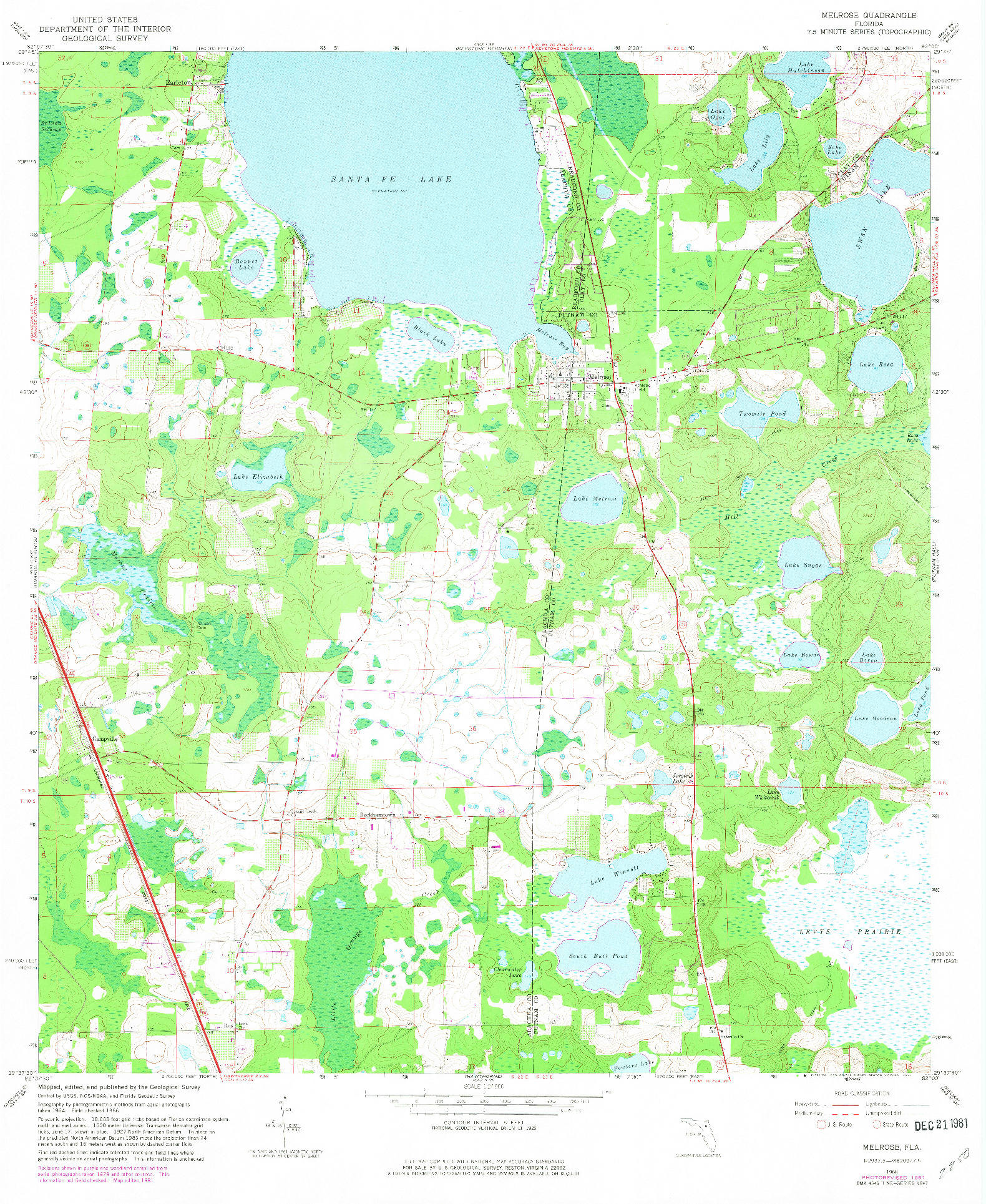 USGS 1:24000-SCALE QUADRANGLE FOR MELROSE, FL 1966