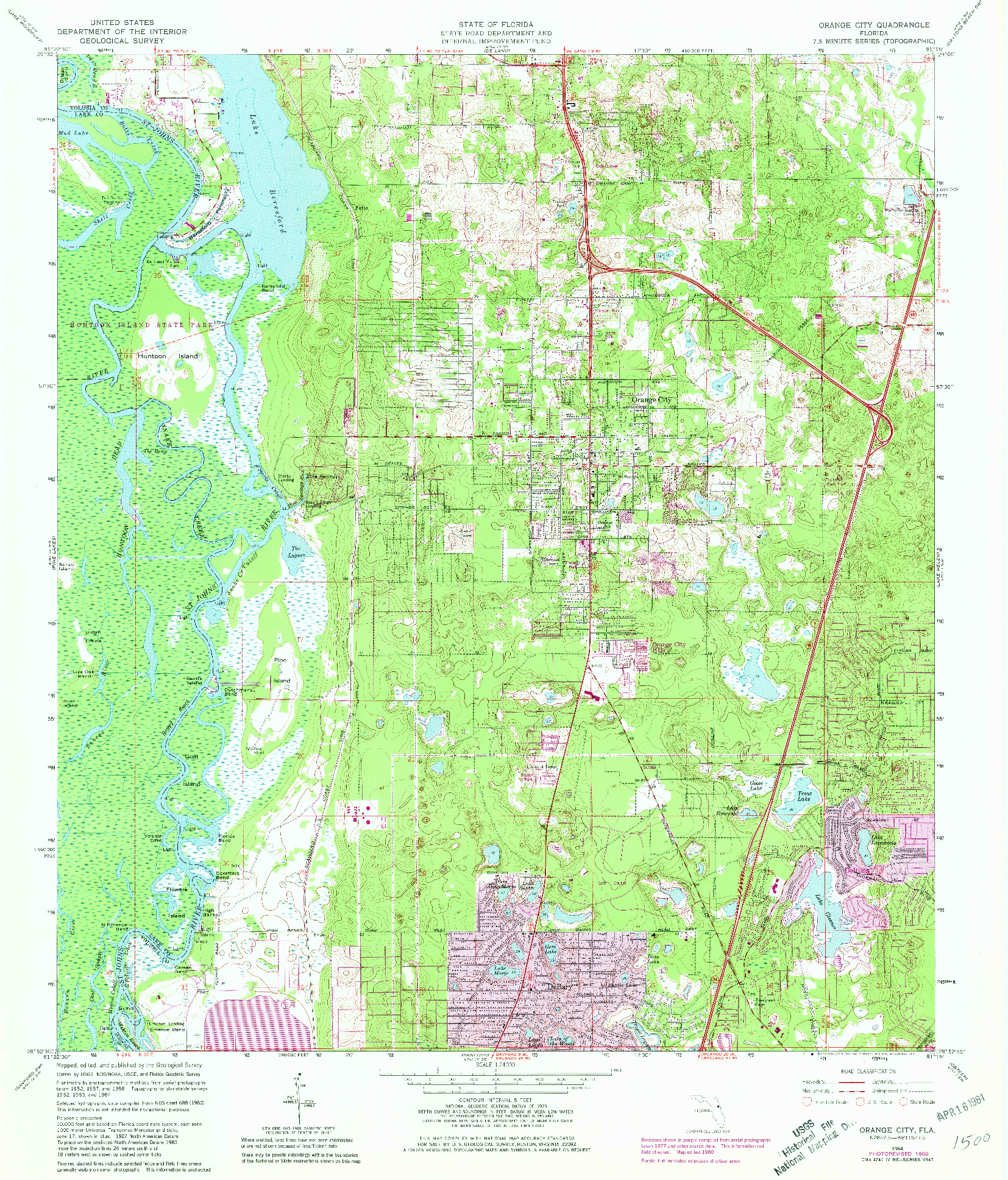 USGS 1:24000-SCALE QUADRANGLE FOR ORANGE CITY, FL 1964