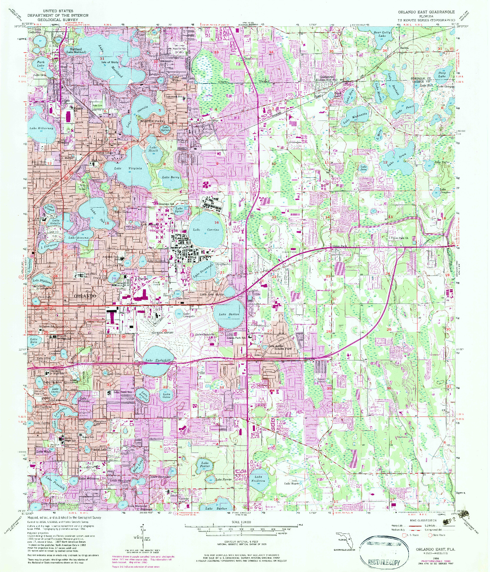 USGS 1:24000-SCALE QUADRANGLE FOR ORLANDO EAST, FL 1956