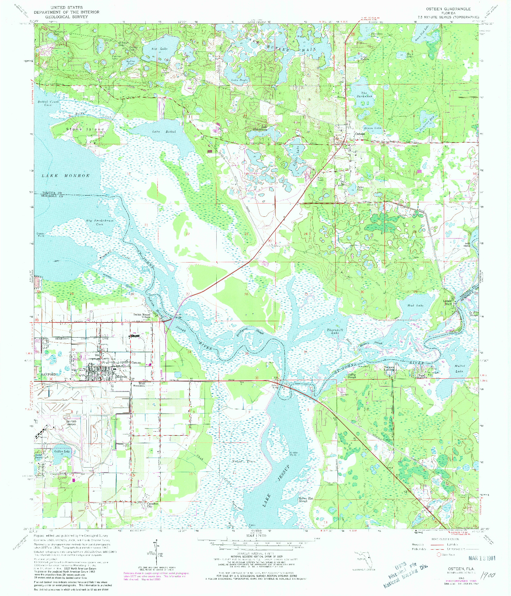 USGS 1:24000-SCALE QUADRANGLE FOR OSTEEN, FL 1965