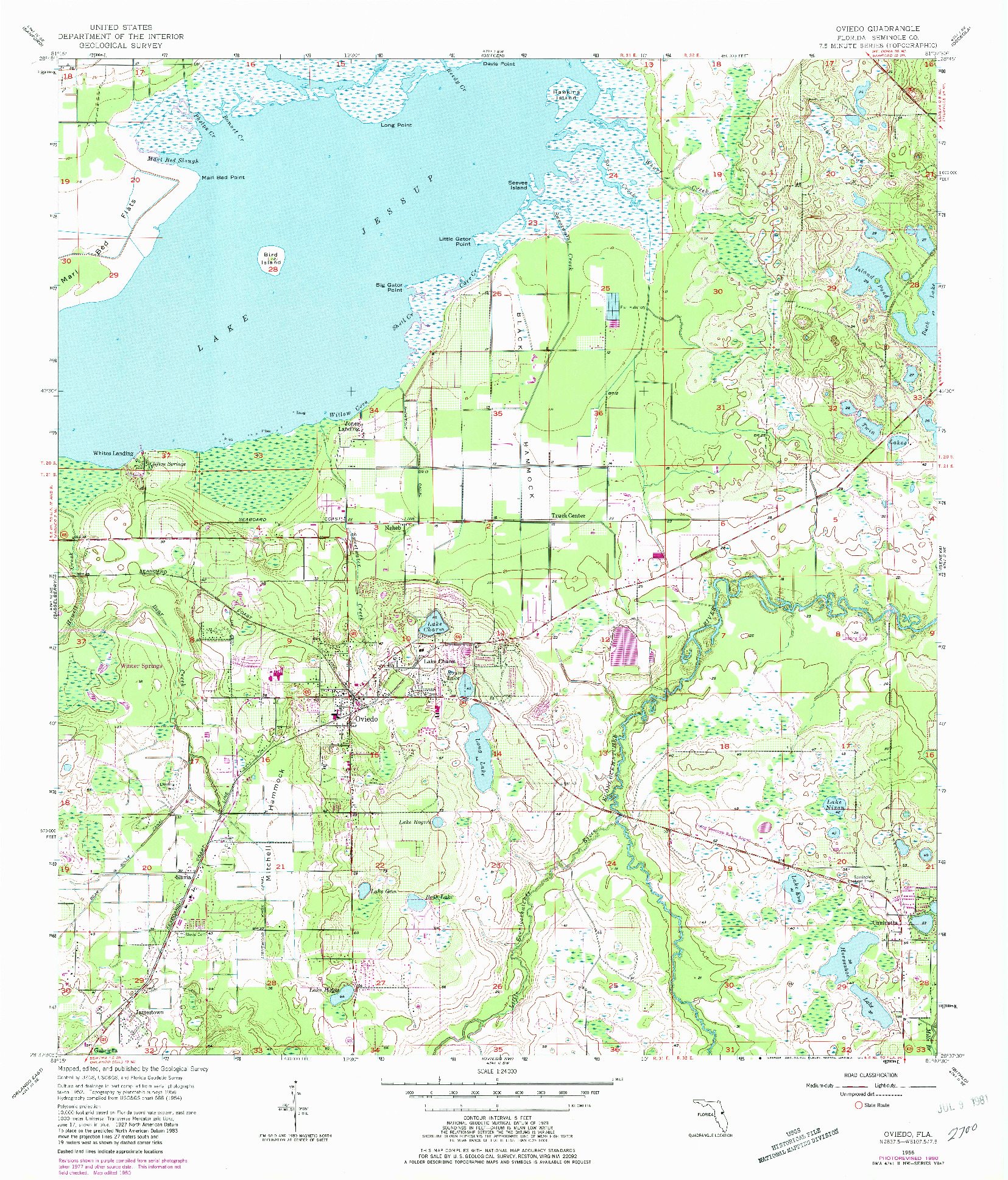 USGS 1:24000-SCALE QUADRANGLE FOR OVIEDO, FL 1956