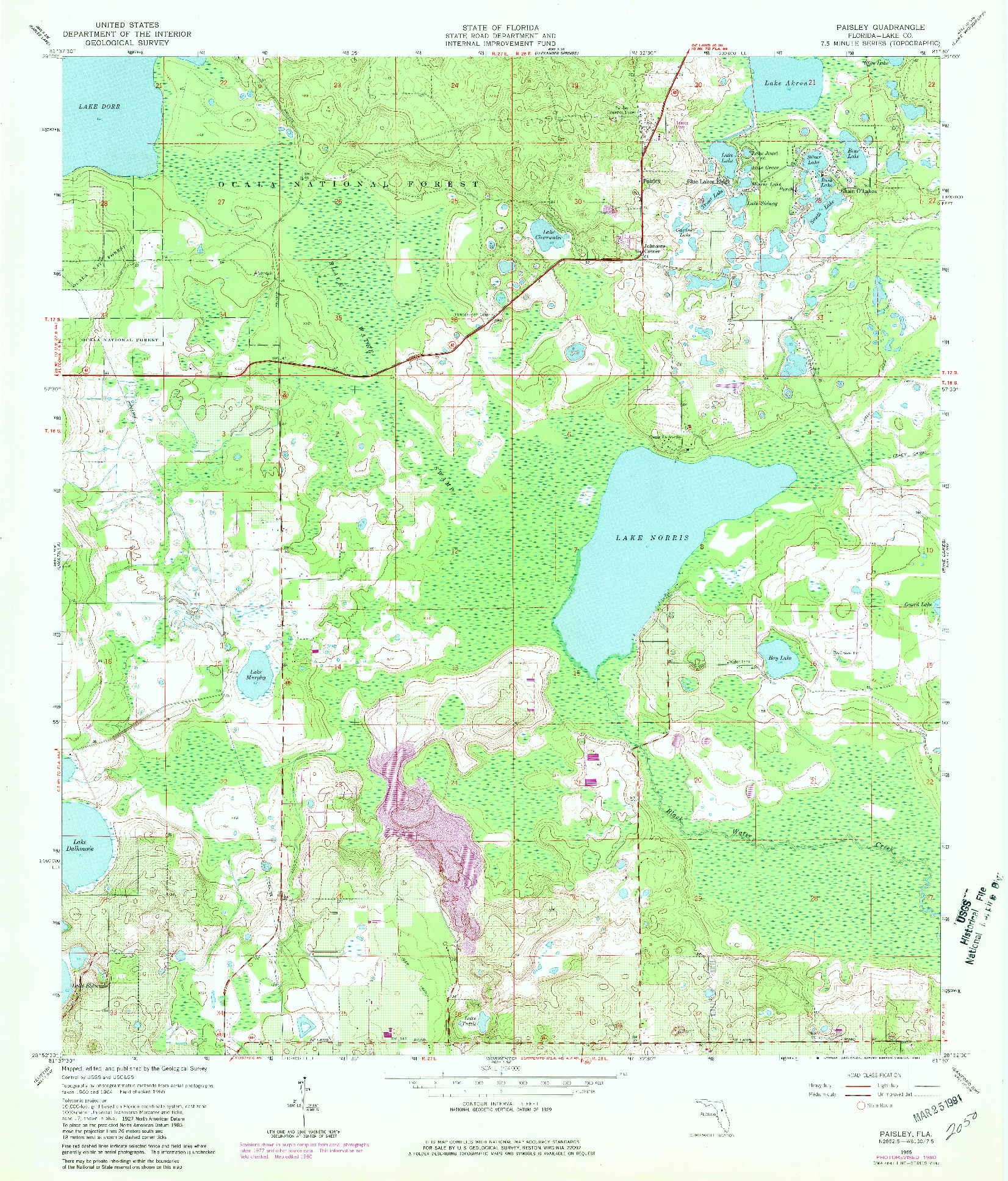 USGS 1:24000-SCALE QUADRANGLE FOR PAISLEY, FL 1965