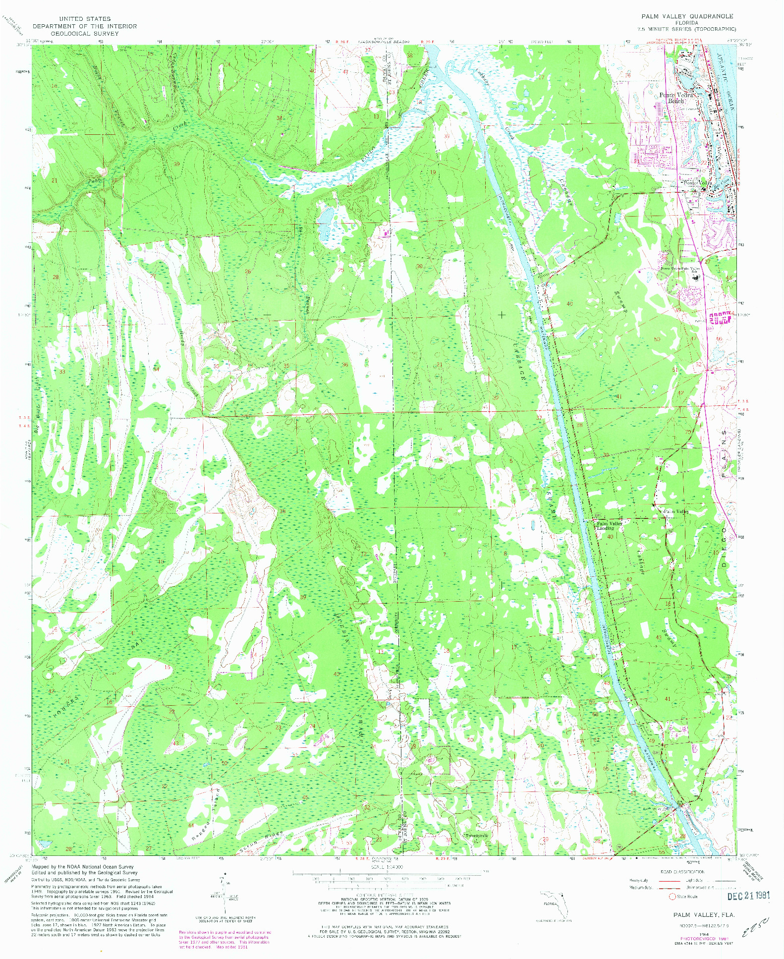 USGS 1:24000-SCALE QUADRANGLE FOR PALM VALLEY, FL 1964