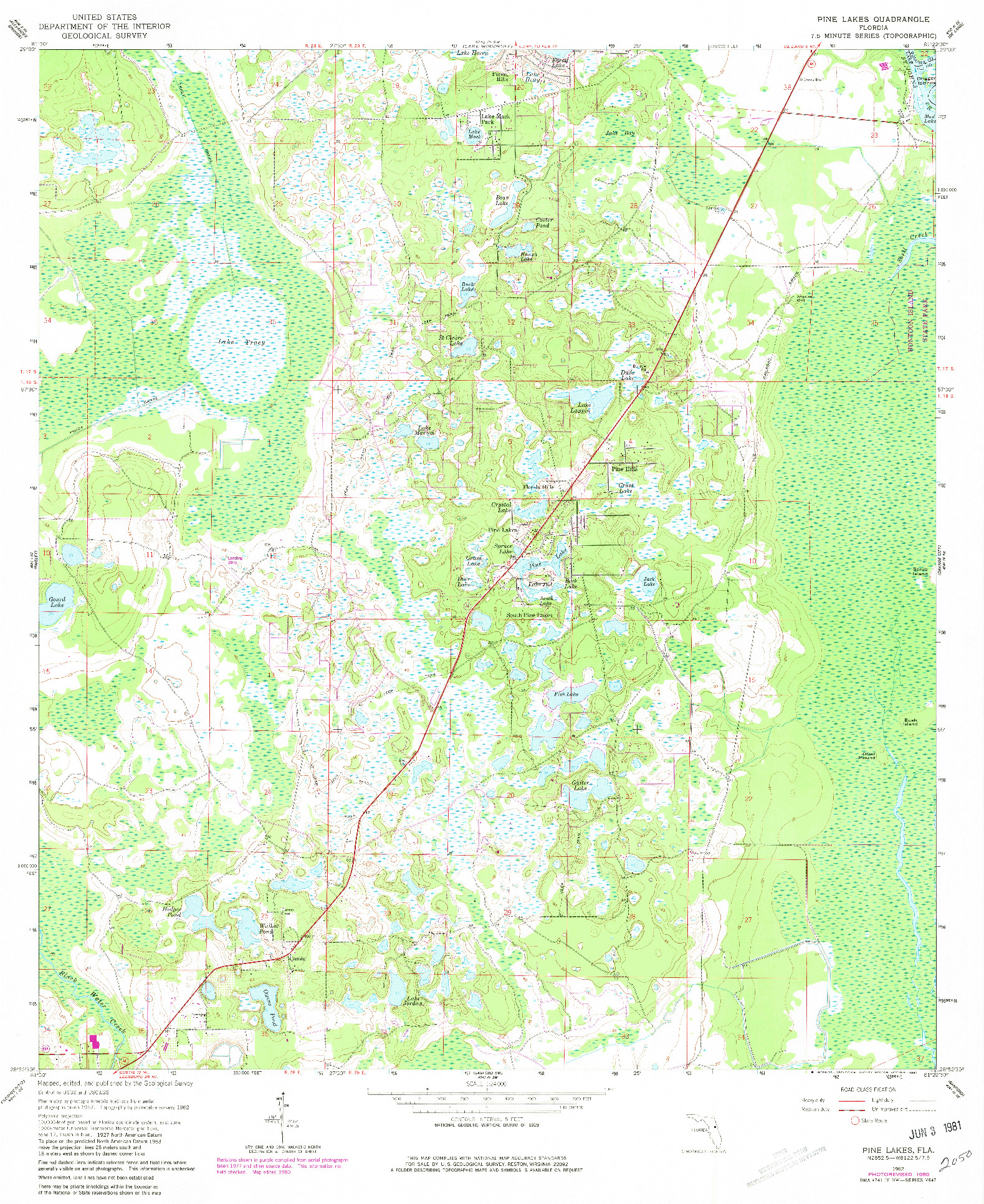 USGS 1:24000-SCALE QUADRANGLE FOR PINE LAKES, FL 1962