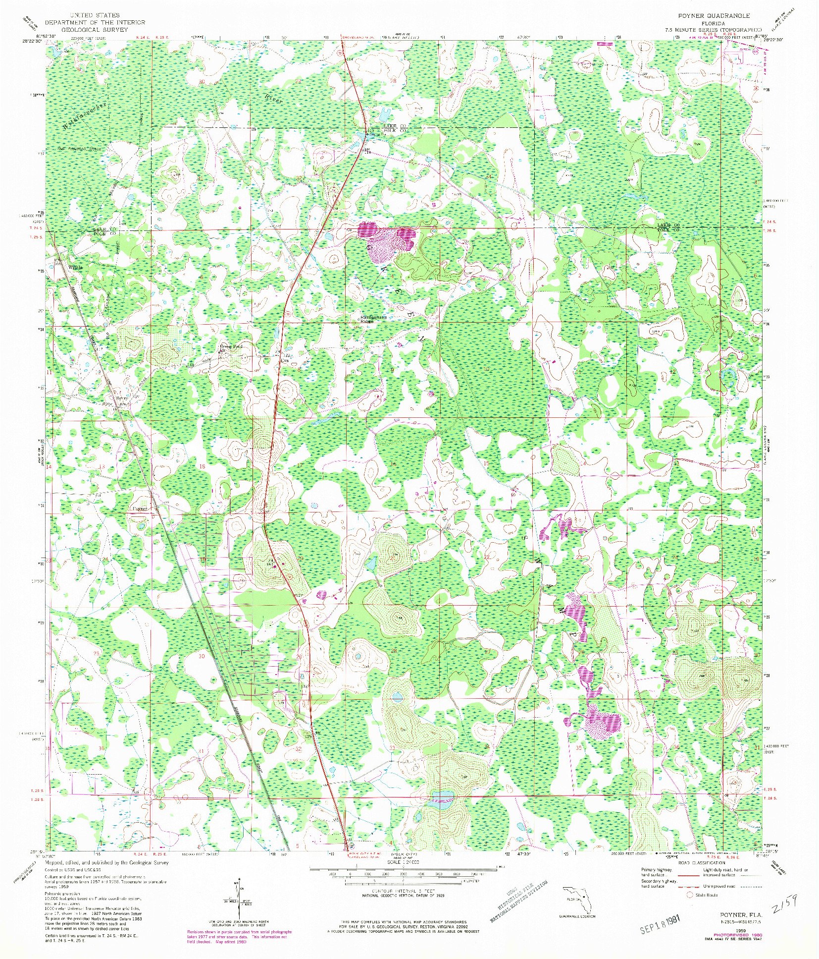 USGS 1:24000-SCALE QUADRANGLE FOR POYNER, FL 1959