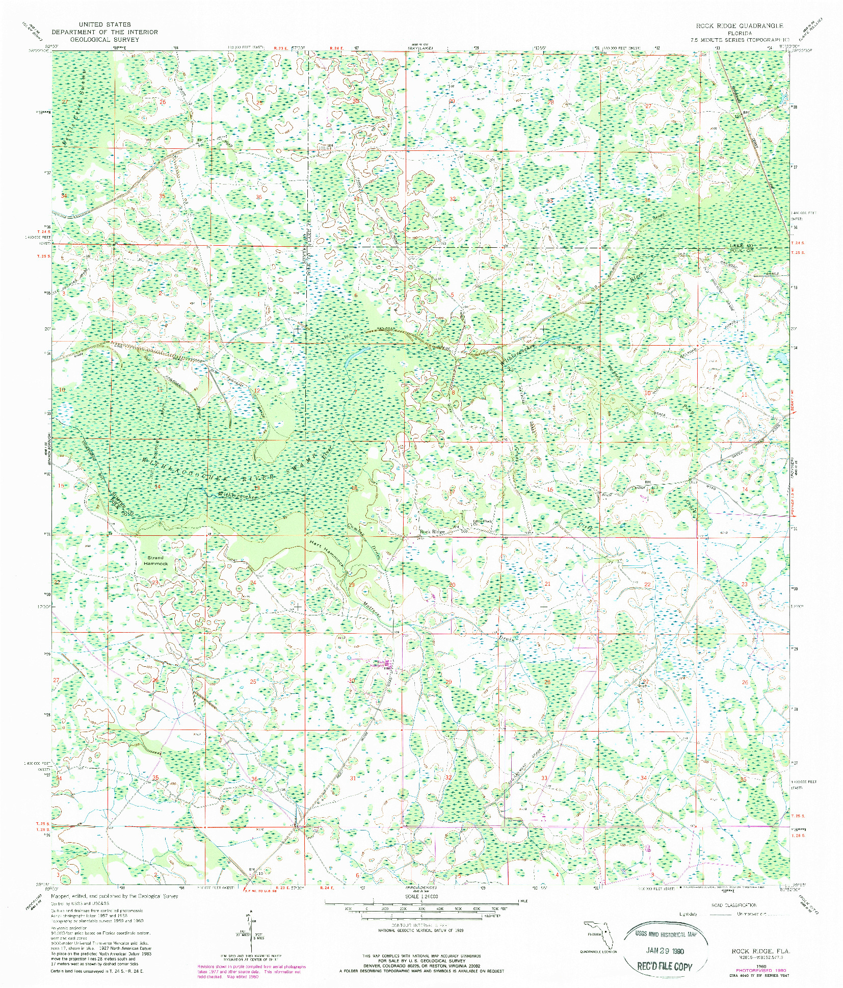 USGS 1:24000-SCALE QUADRANGLE FOR ROCK RIDGE, FL 1960