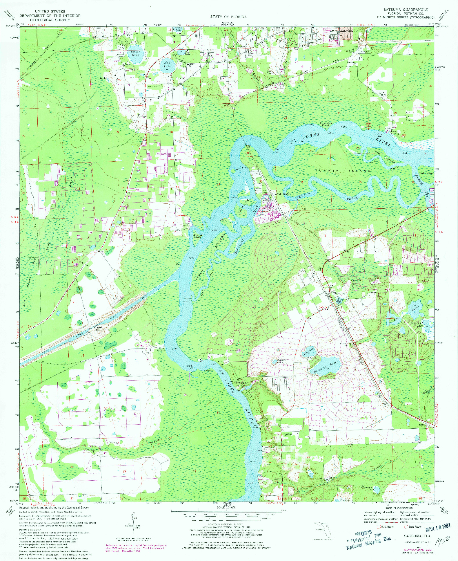 USGS 1:24000-SCALE QUADRANGLE FOR SATSUMA, FL 1968