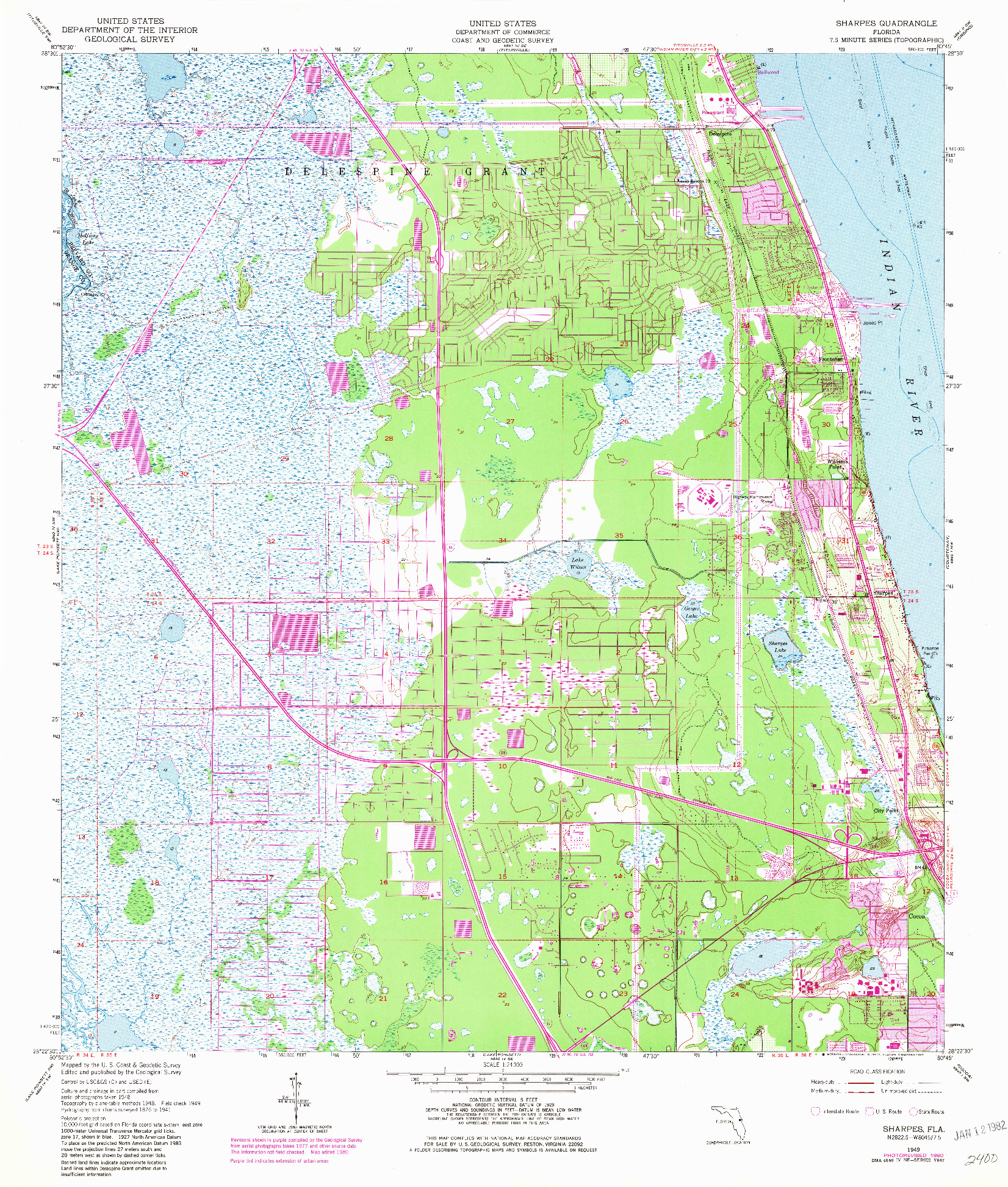 USGS 1:24000-SCALE QUADRANGLE FOR SHARPES, FL 1949