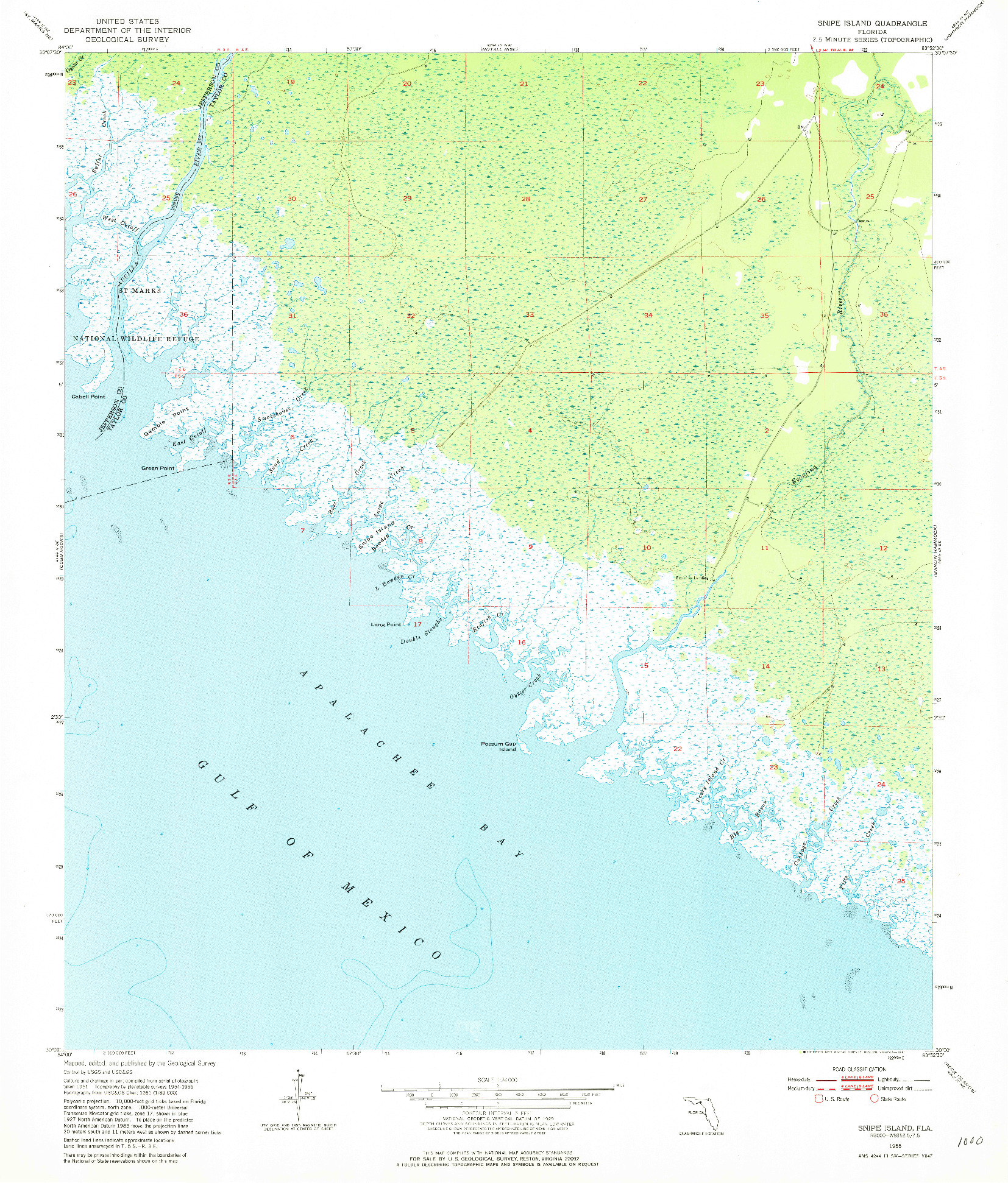 USGS 1:24000-SCALE QUADRANGLE FOR SNIPE ISLAND, FL 1955