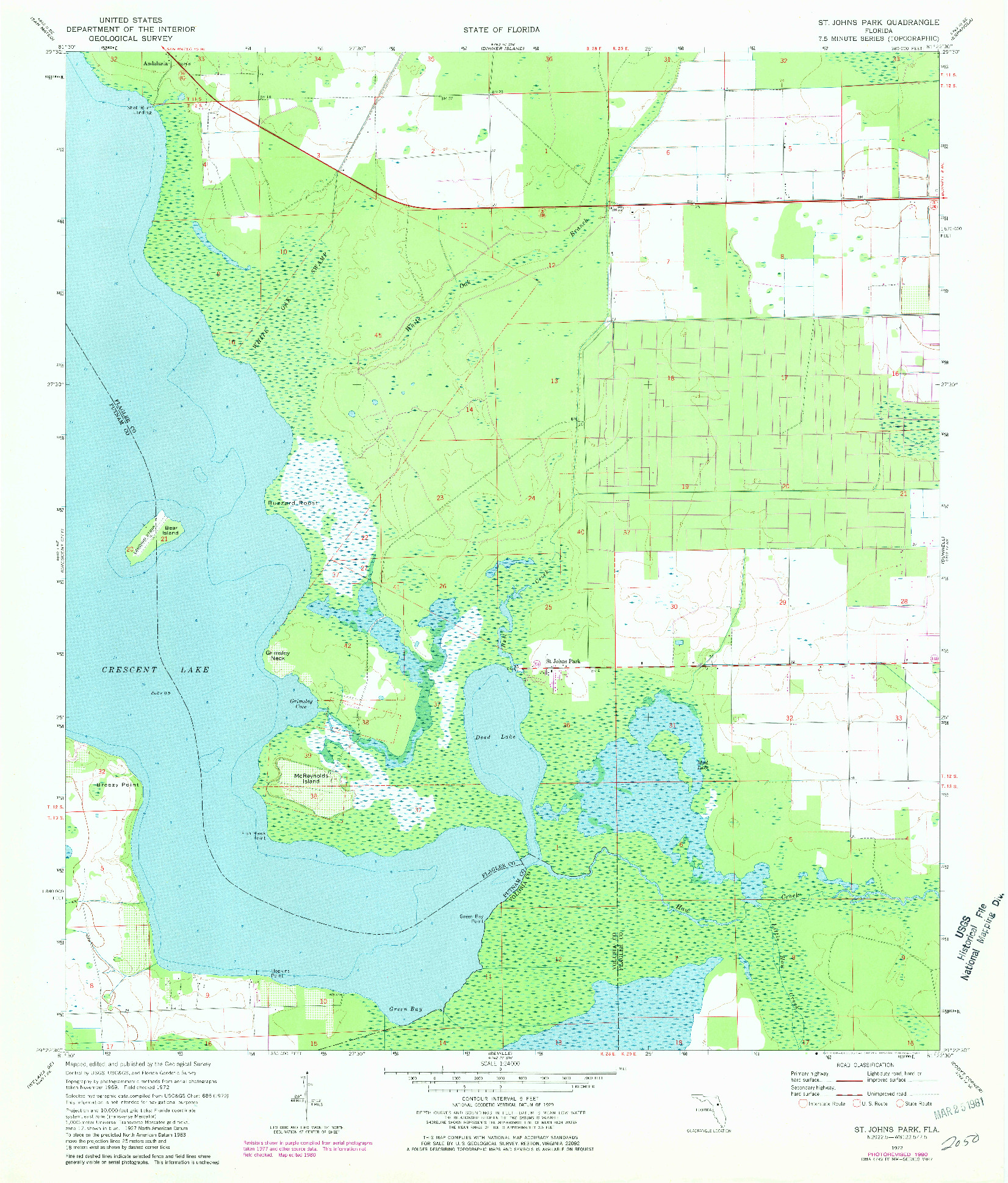 USGS 1:24000-SCALE QUADRANGLE FOR ST JOHNS PARK, FL 1972