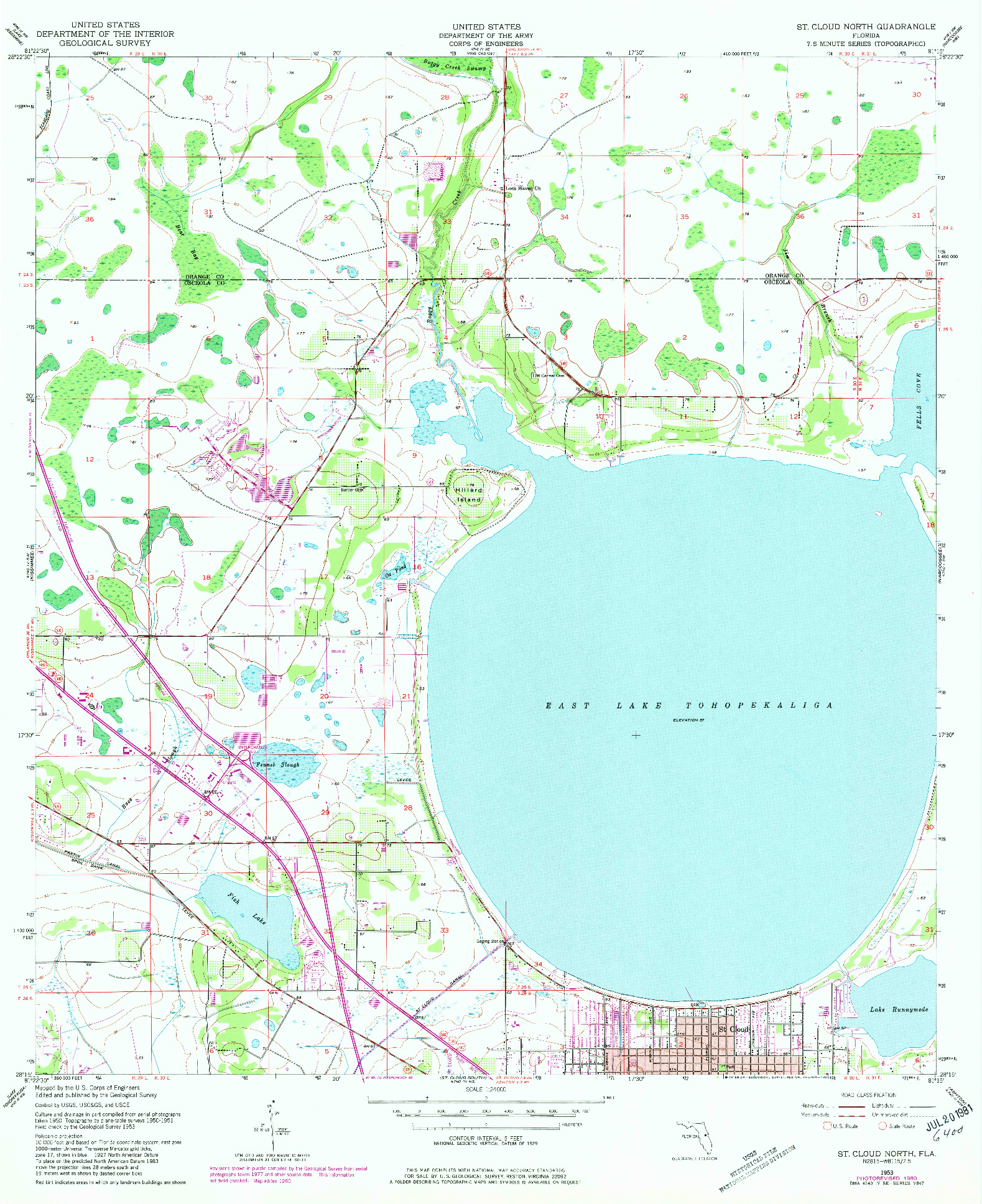USGS 1:24000-SCALE QUADRANGLE FOR ST. CLOUD NORTH, FL 1953