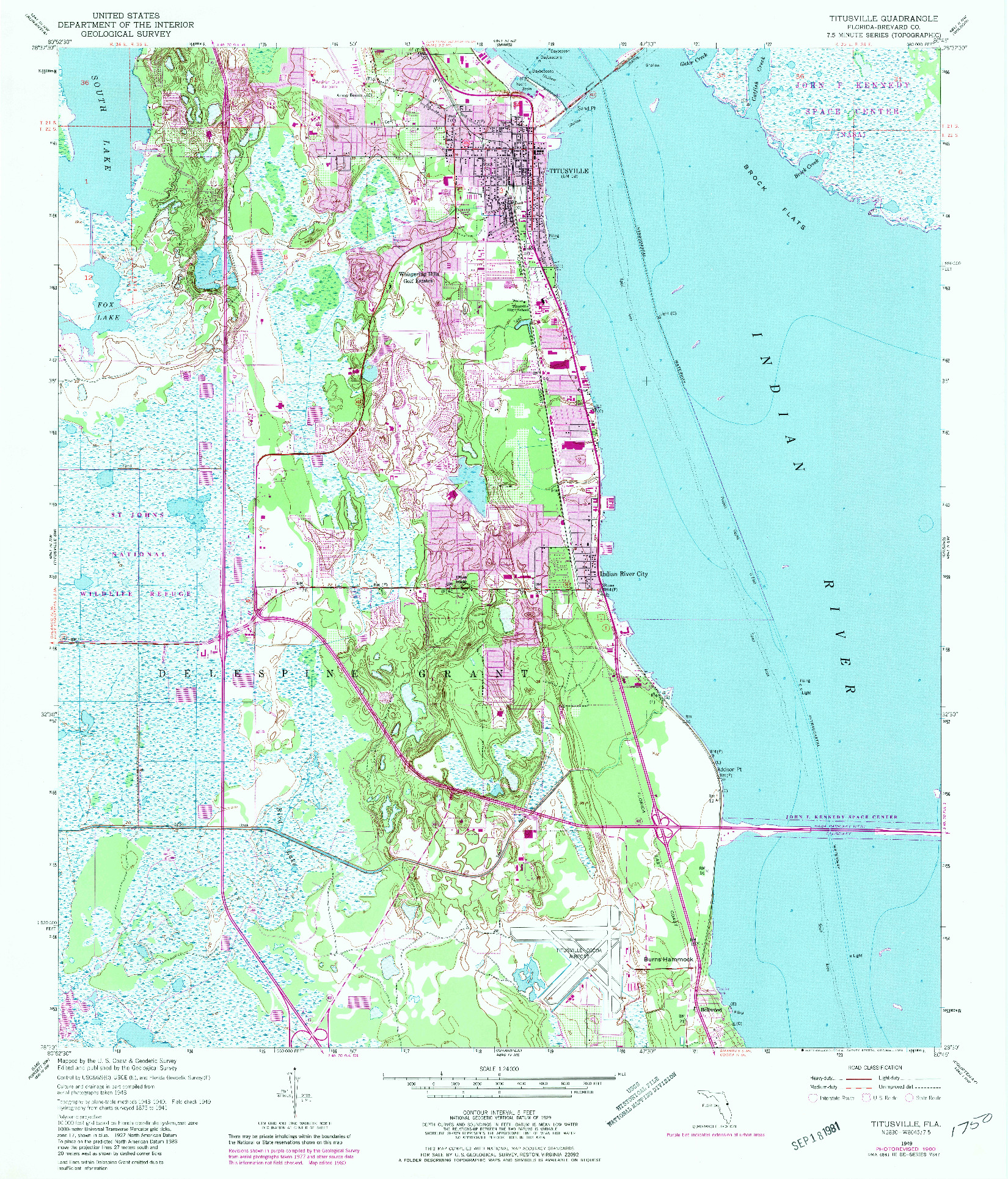 USGS 1:24000-SCALE QUADRANGLE FOR TITUSVILLE, FL 1949