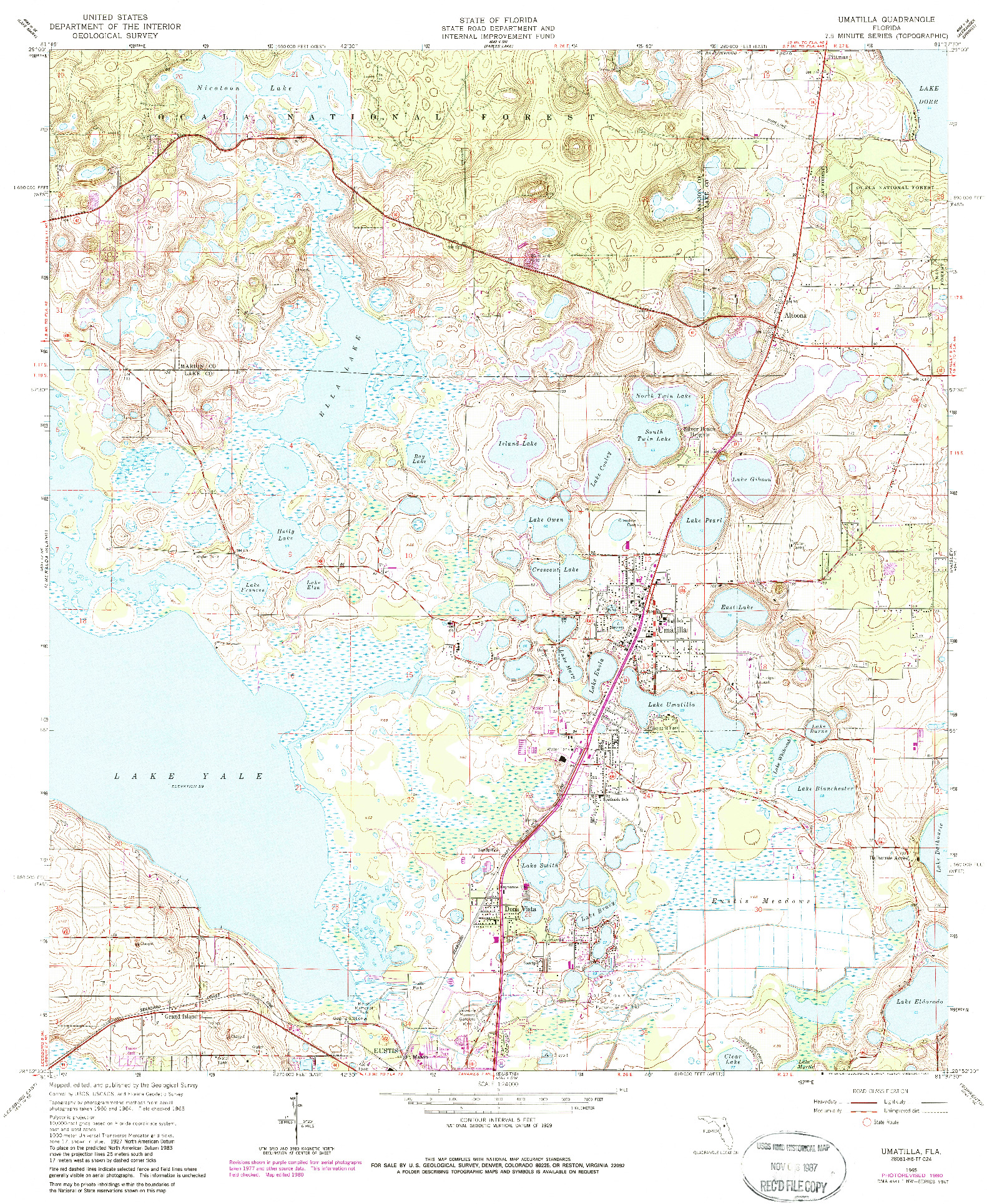 USGS 1:24000-SCALE QUADRANGLE FOR UMATILLA, FL 1965