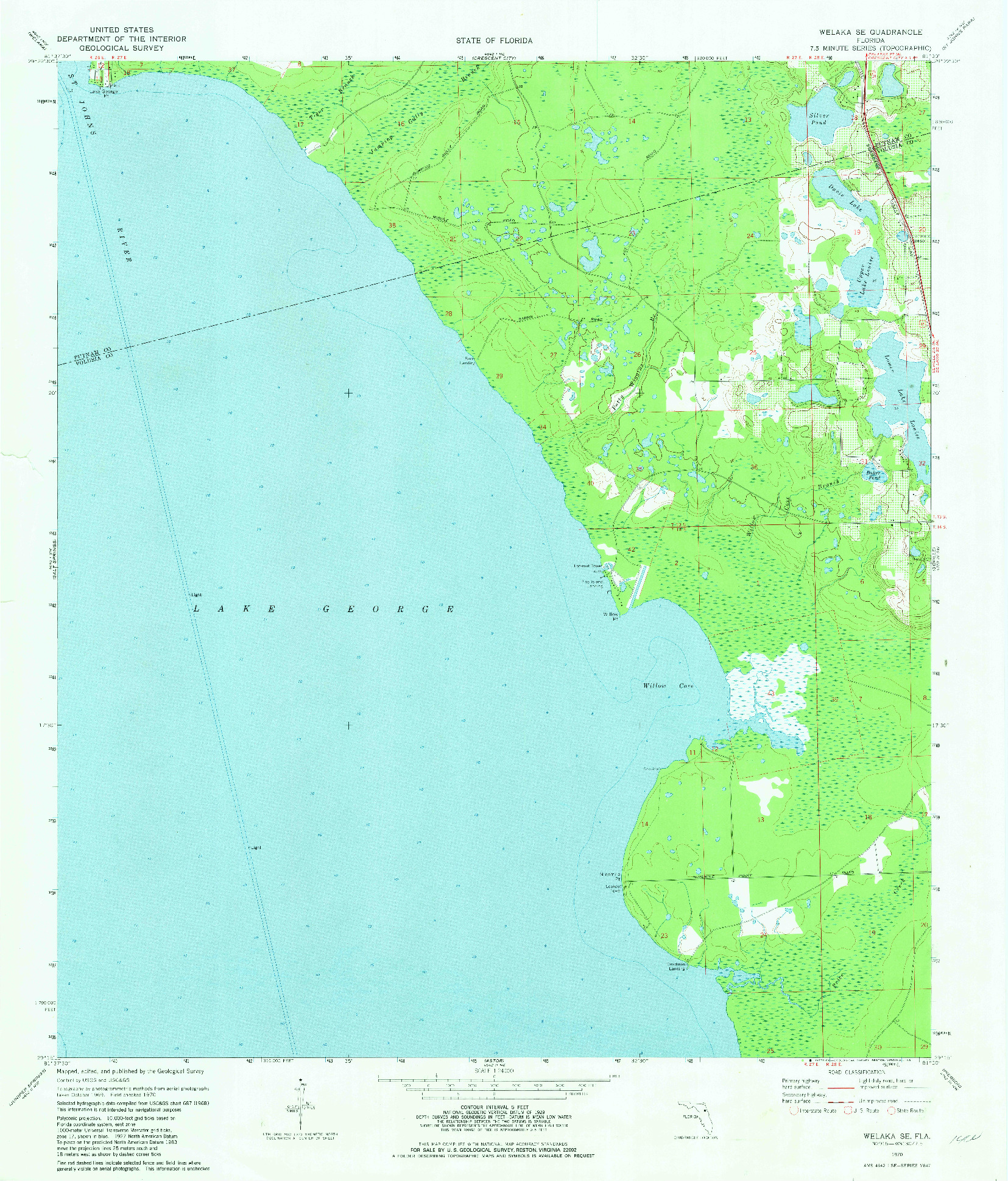 USGS 1:24000-SCALE QUADRANGLE FOR WELAKA SE, FL 1970