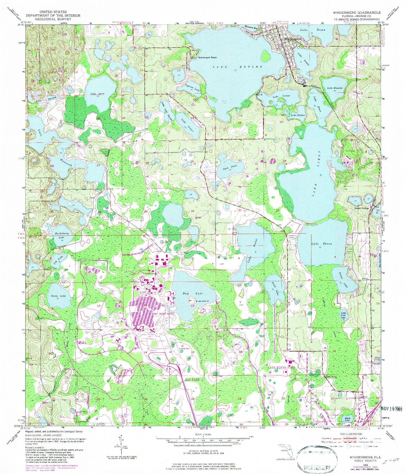 USGS 1:24000-SCALE QUADRANGLE FOR WINDERMERE, FL 1953