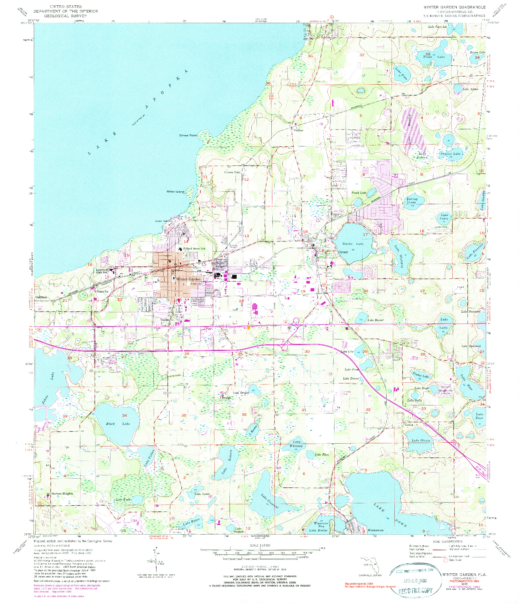 USGS 1:24000-SCALE QUADRANGLE FOR WINTER GARDEN, FL 1956