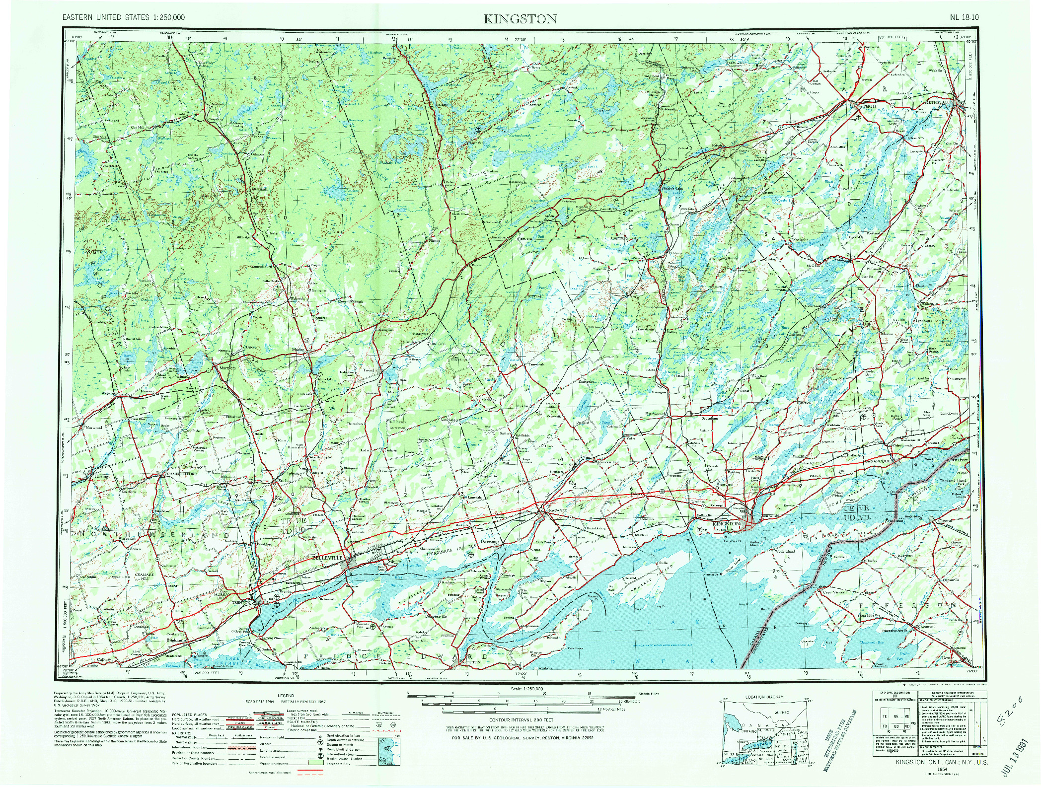 USGS 1:250000-SCALE QUADRANGLE FOR KINGSTON, NY 1954