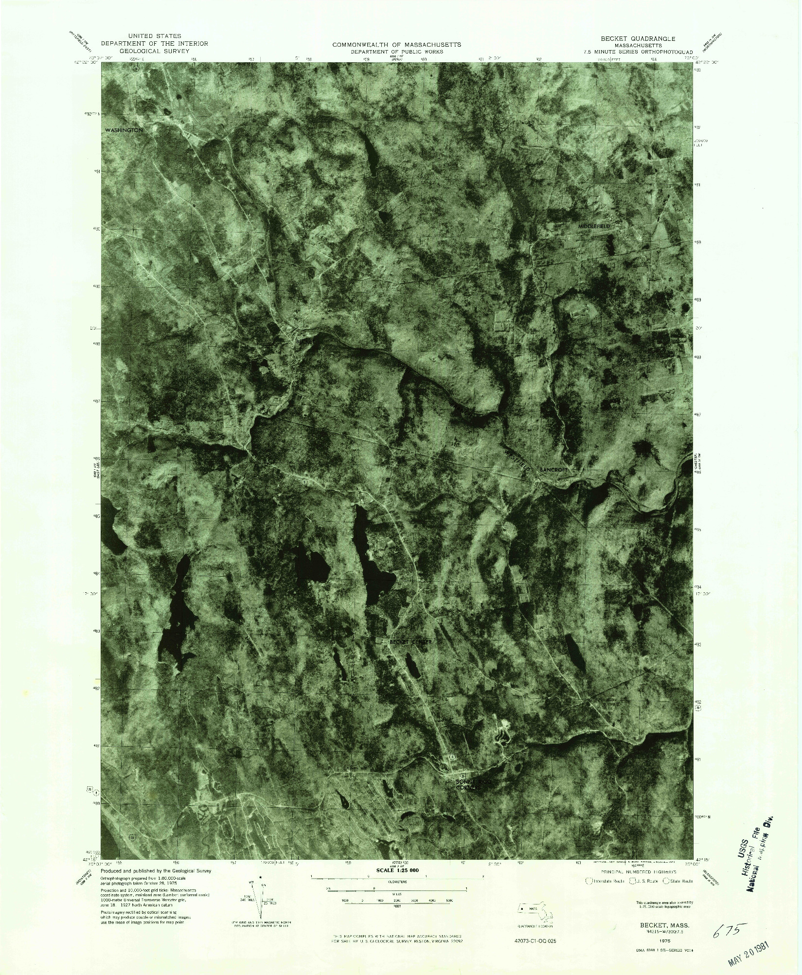 USGS 1:24000-SCALE QUADRANGLE FOR BECKET, MA 1975