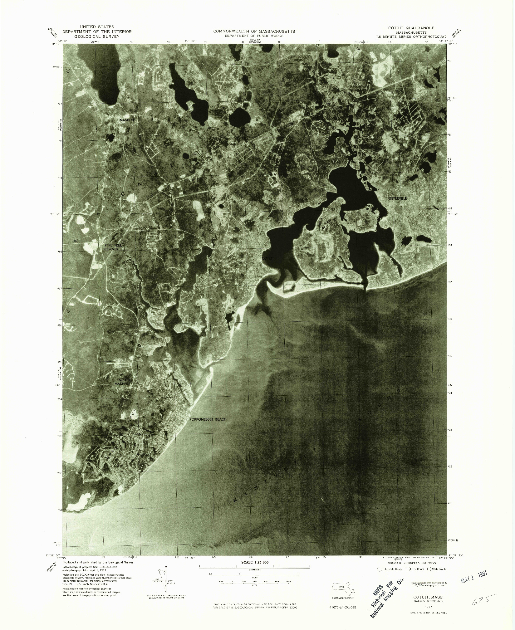 USGS 1:24000-SCALE QUADRANGLE FOR COTUIT, MA 1977