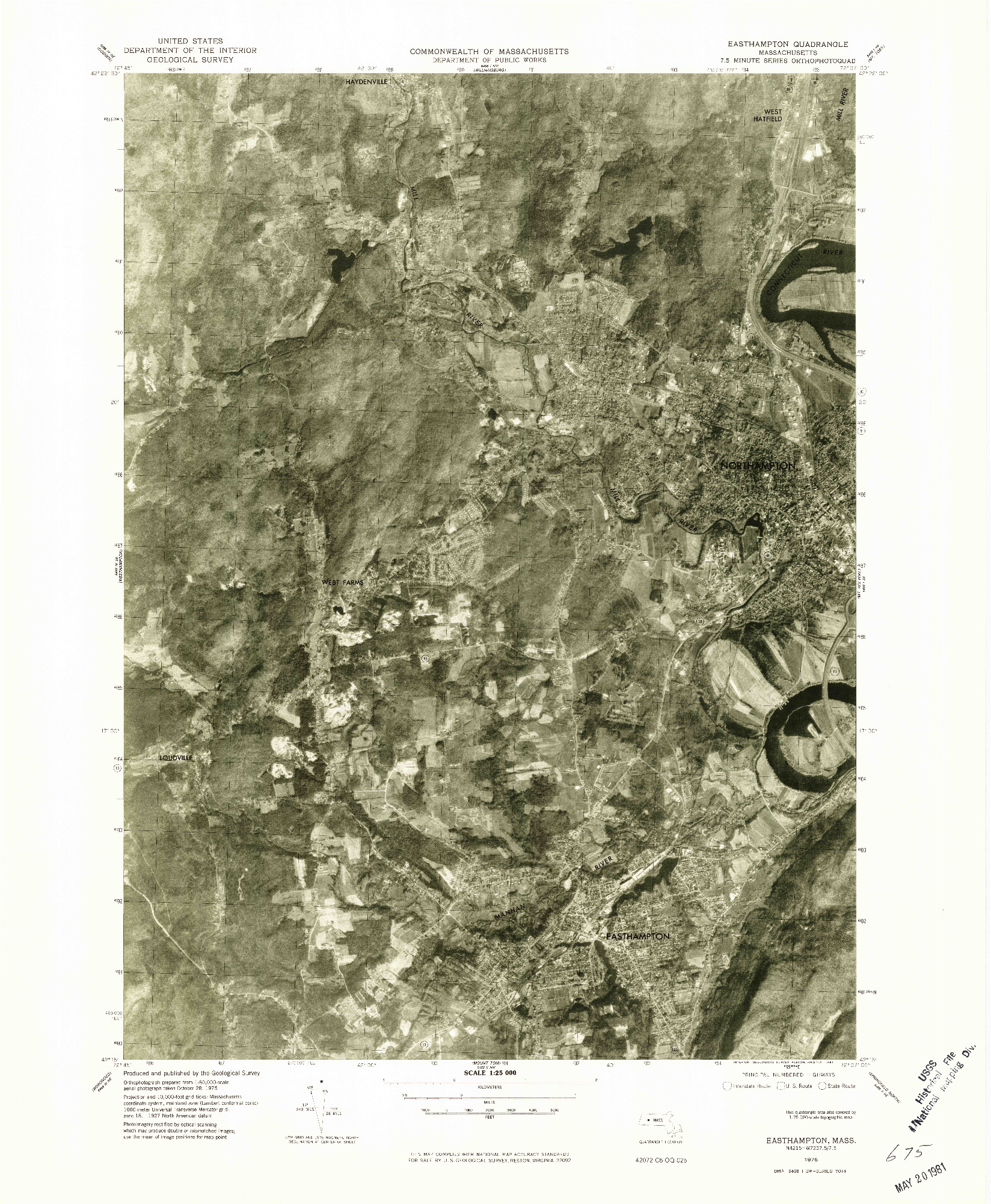 USGS 1:24000-SCALE QUADRANGLE FOR EASTHAMPTON, MA 1975