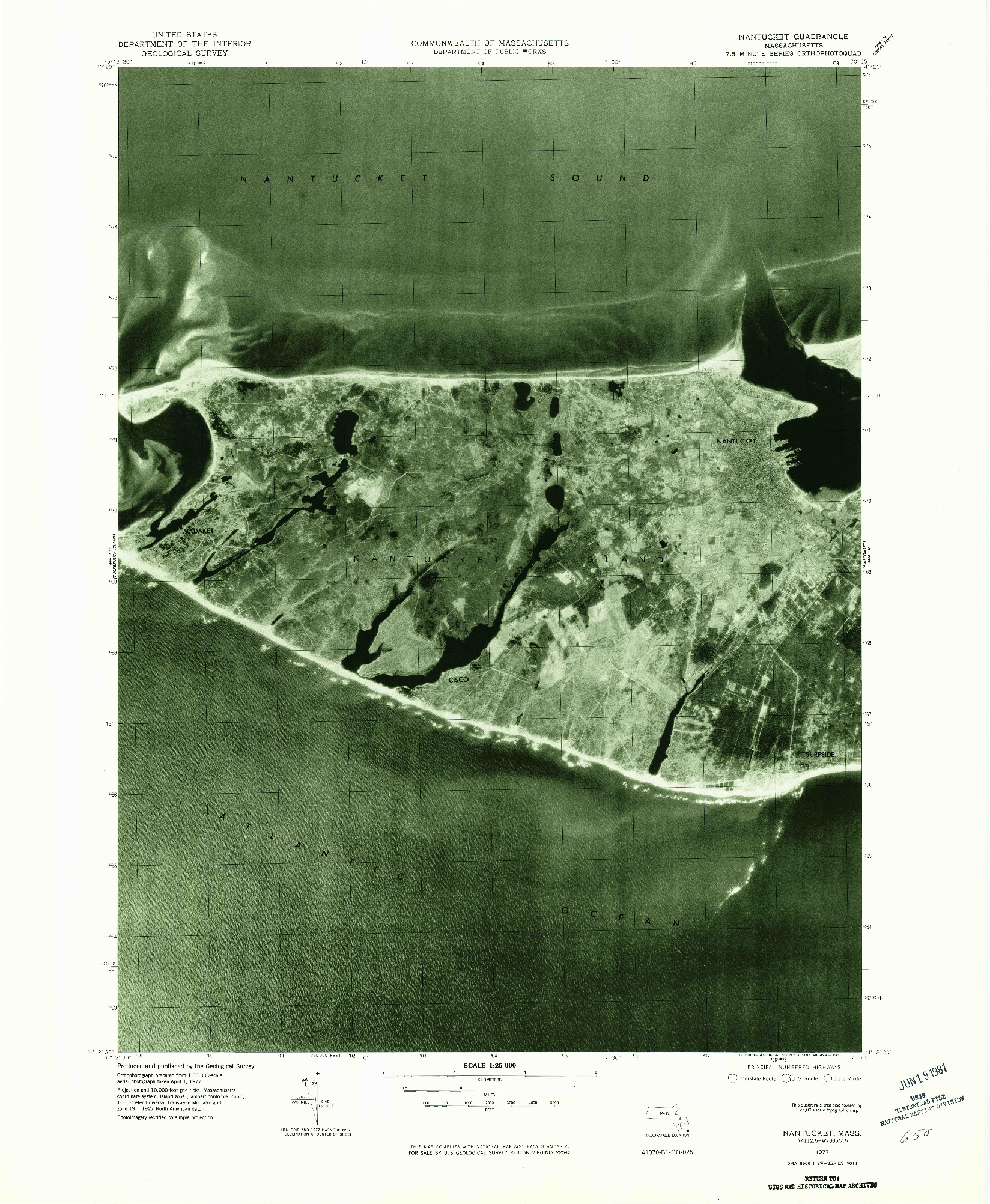 USGS 1:24000-SCALE QUADRANGLE FOR NANTUCKET, MA 1977