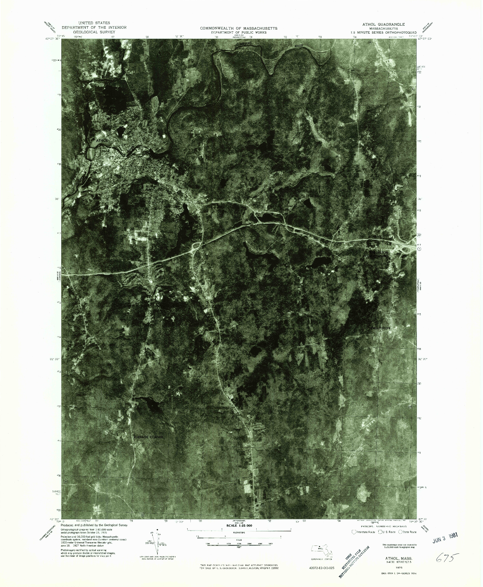 USGS 1:25000-SCALE QUADRANGLE FOR ATHOL, MA 1975