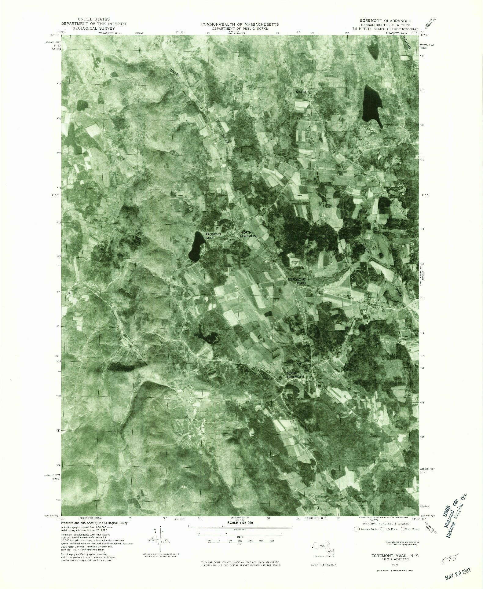 USGS 1:25000-SCALE QUADRANGLE FOR EGREMONT, MA 1975