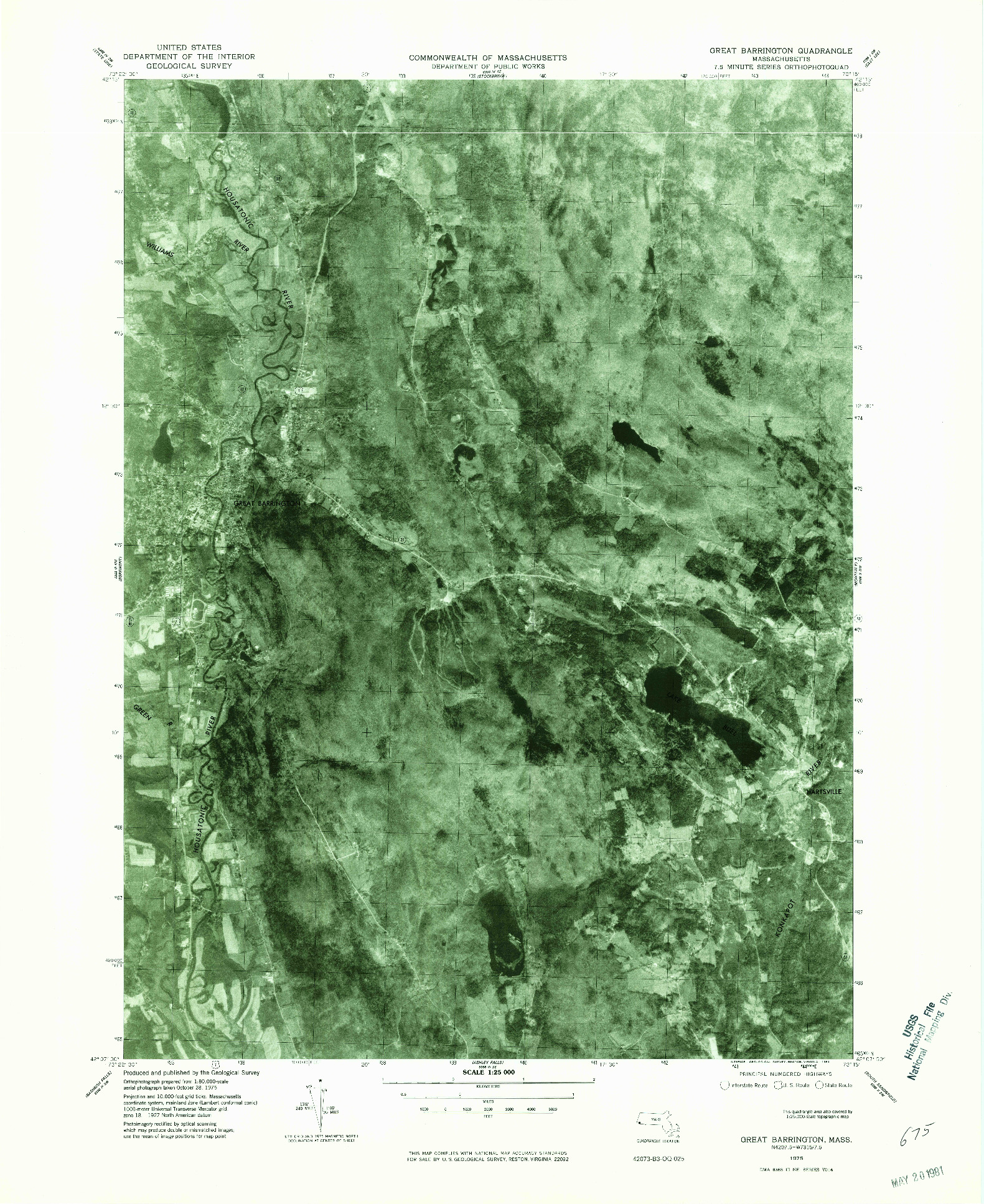 USGS 1:25000-SCALE QUADRANGLE FOR GREAT BARRINGTON, MA 1975