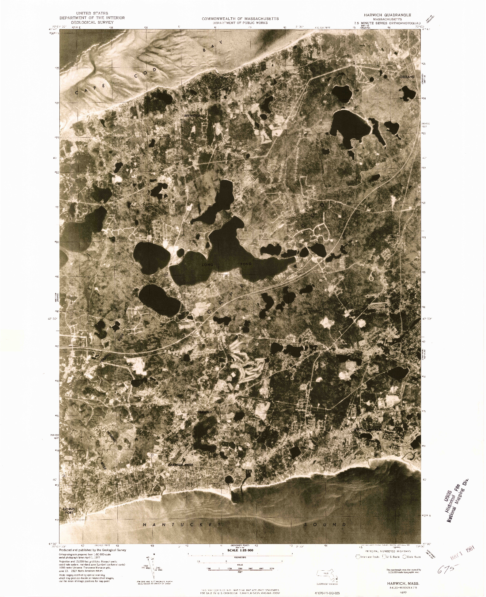 USGS 1:25000-SCALE QUADRANGLE FOR HARWICH, MA 1977
