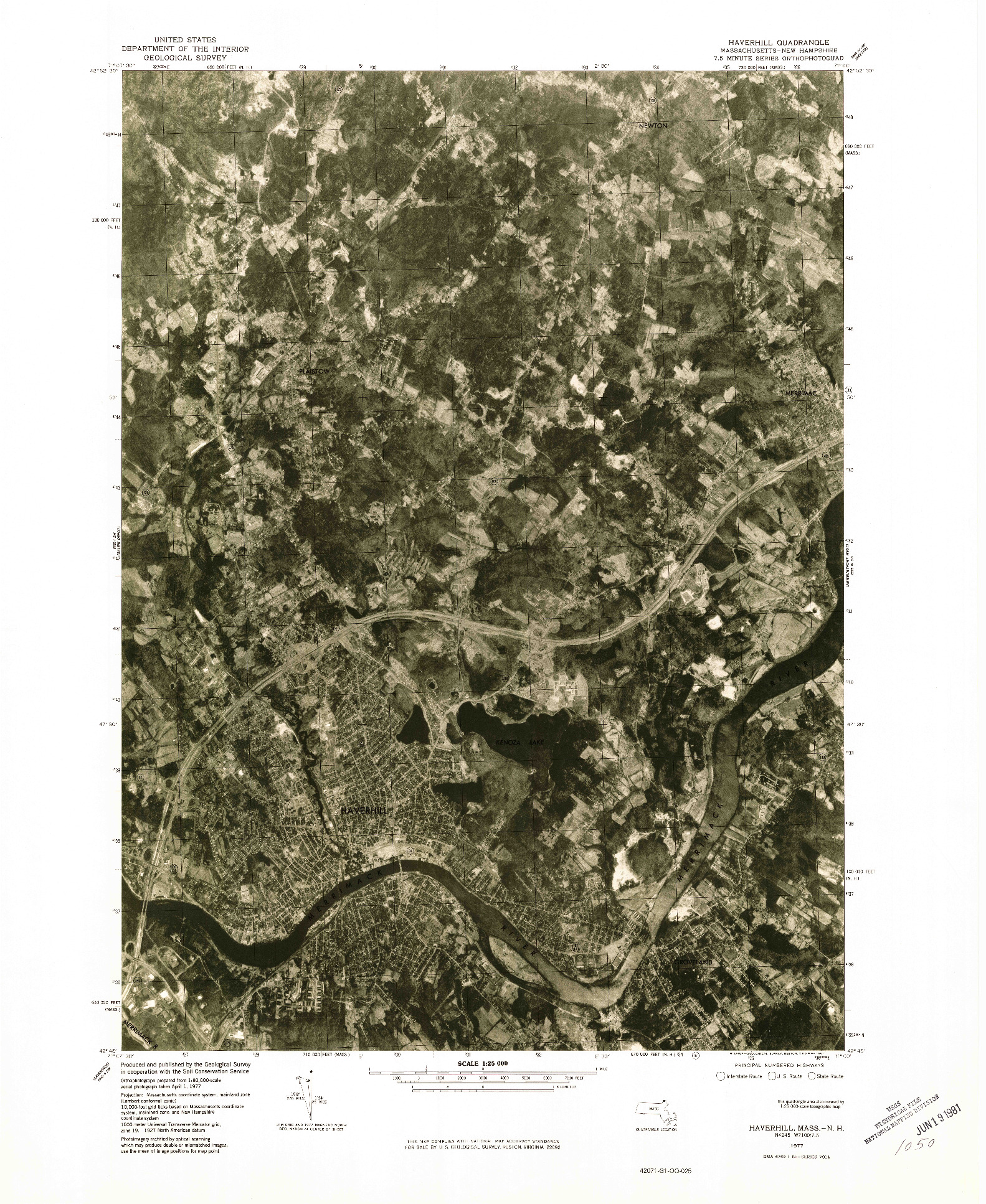 USGS 1:25000-SCALE QUADRANGLE FOR HAVERHILL, MA 1977